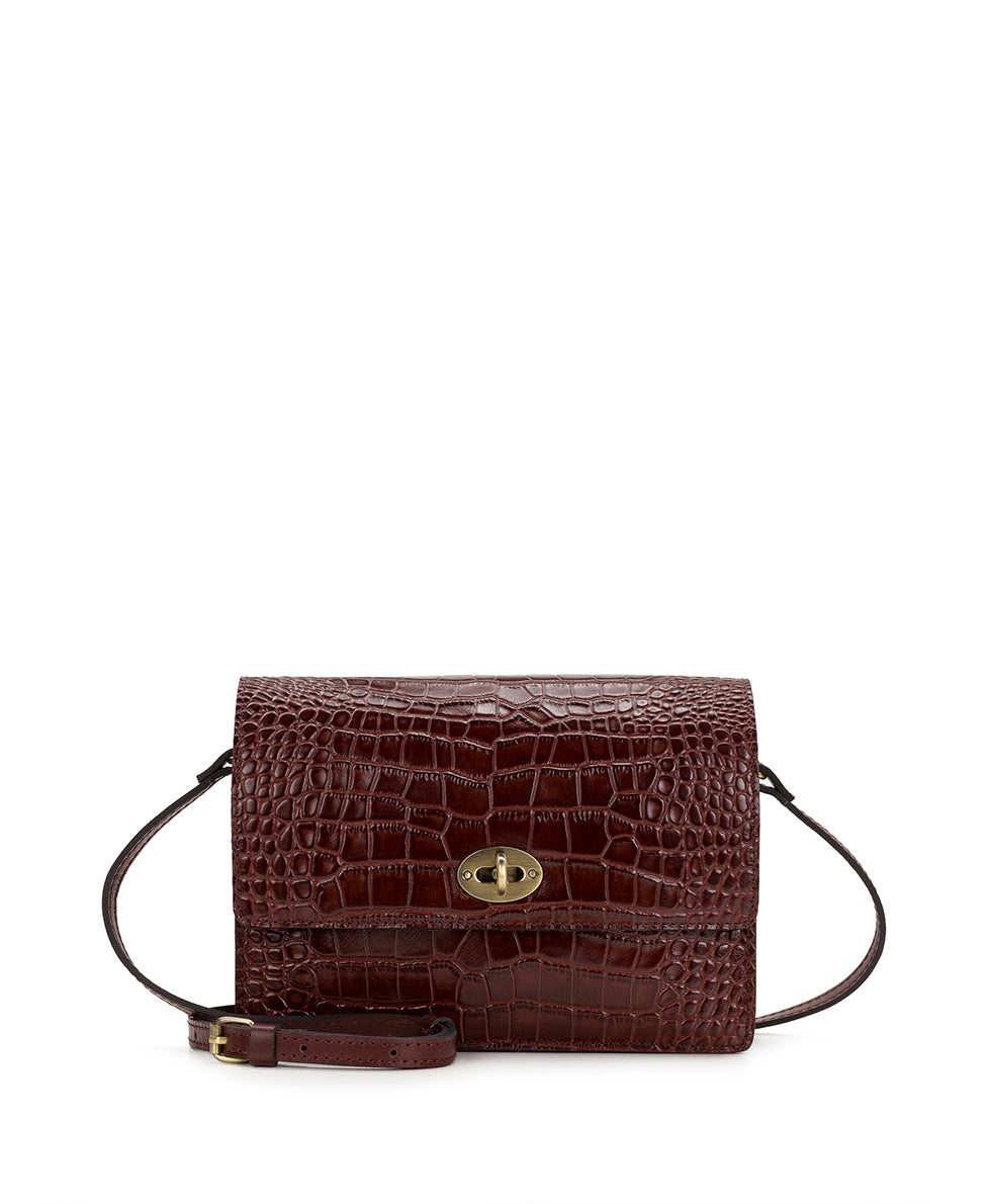 Female - Livana Crossbody - Vintage Distressed Croc - british tan - by Patricia Nash - View 1 of 4