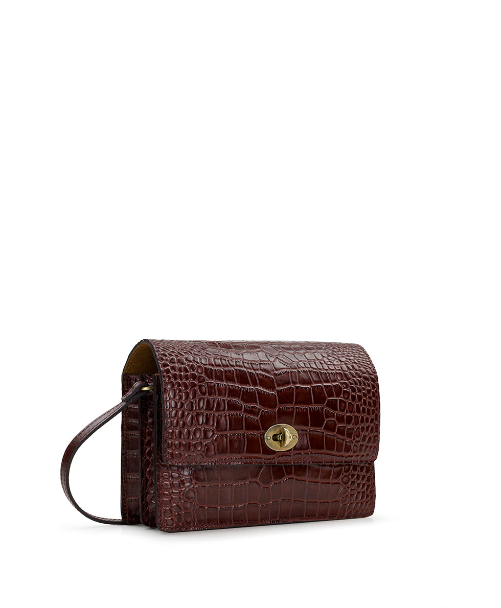 Female - Livana Crossbody - Vintage Distressed Croc - british tan - by Patricia Nash - View 3 of 4