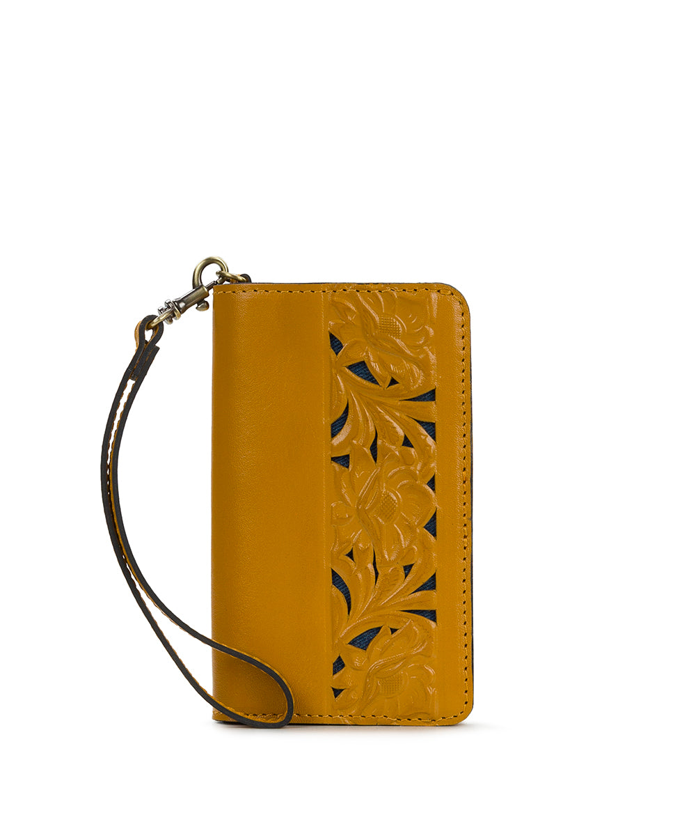 Female - Koumi Wristlet - Cavo Border Tooled - mango - by Patricia Nash - View 6 of 12