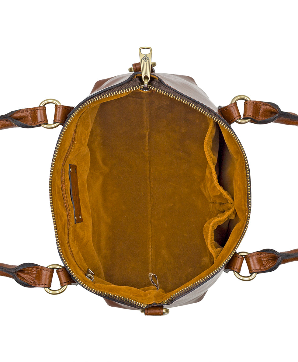 Female - Zora Top Handle Crossbody - Vintage Distressed Leather - cognac - by Patricia Nash - View 5 of 5