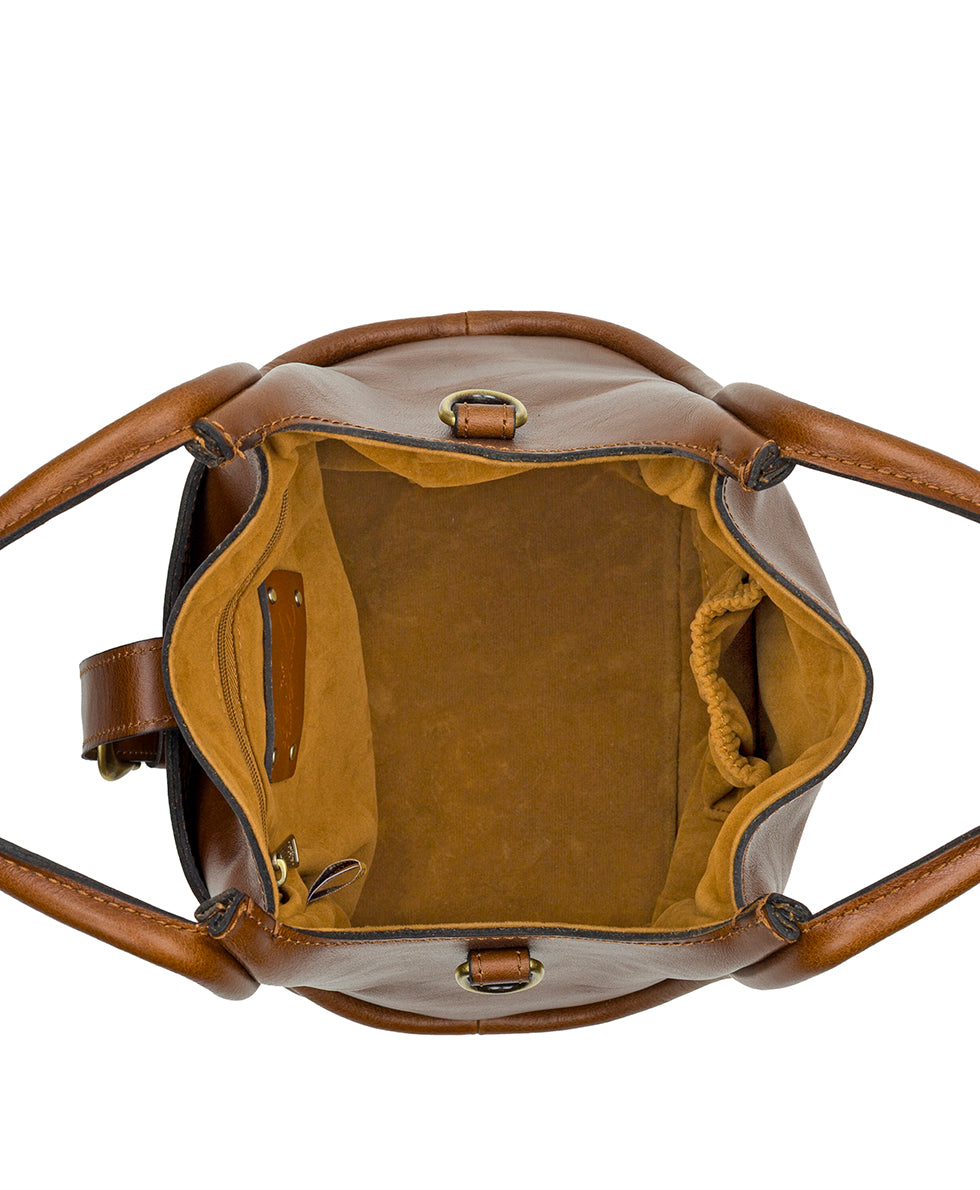 Female - Halina Top Handle Crossbody - Vintage Distressed Leather - cognac - by Patricia Nash - View 5 of 5