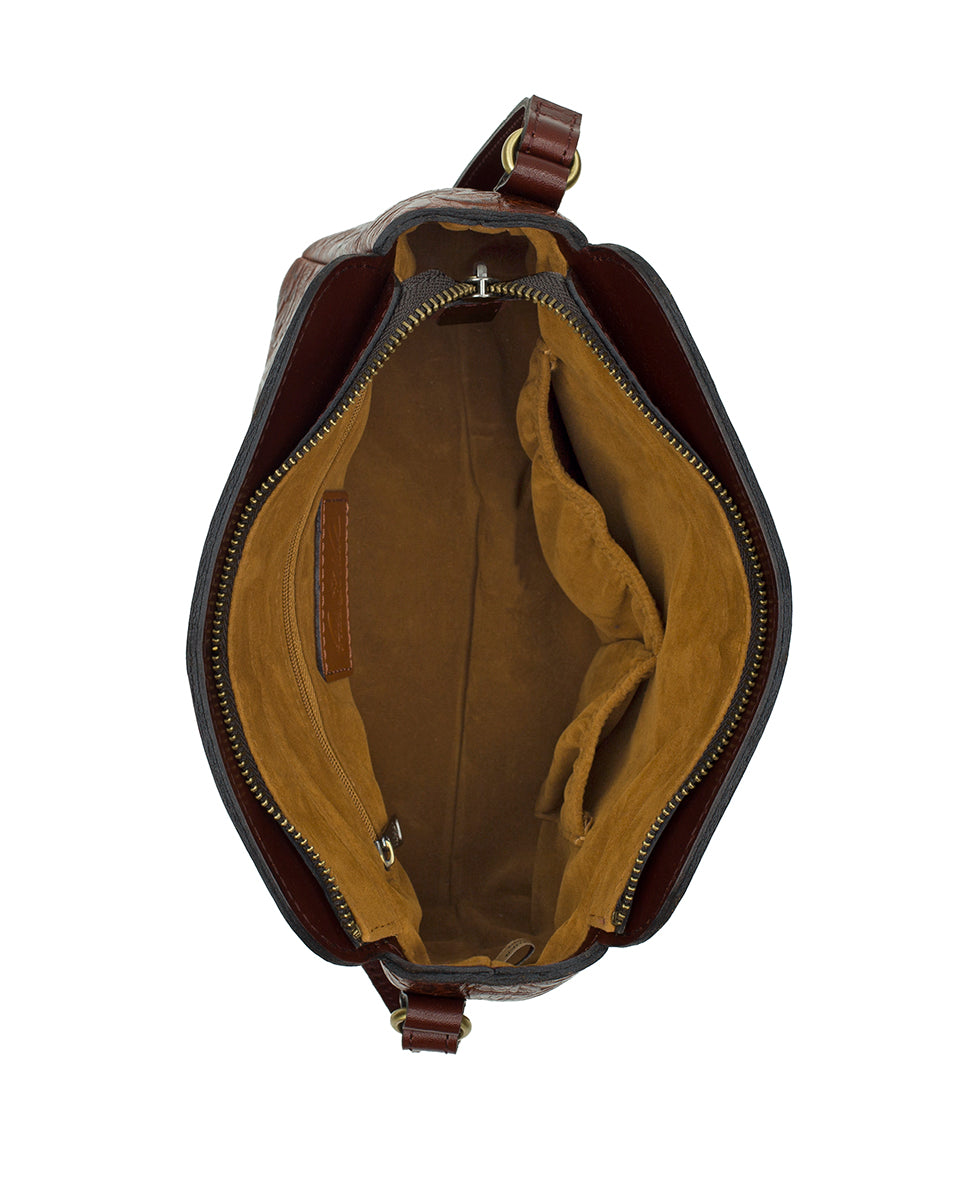 Female - Ithaca Crossbody | Brazilian Supple Tooled | Cognac - cognac - by Patricia Nash - View 5 of 6