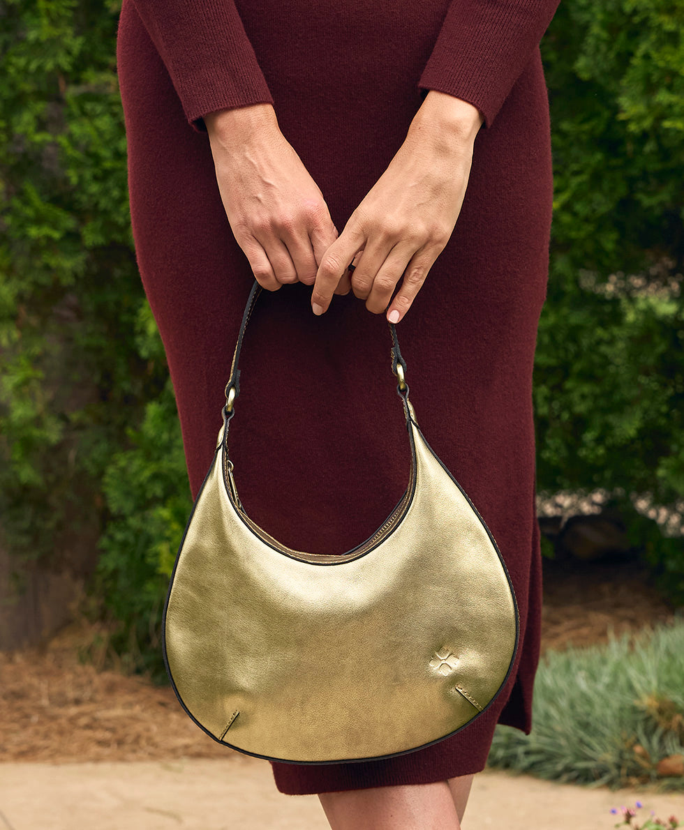 Female - Coco Crescent Hobo - Vintage Distressed Metallic - antique gold - by Patricia Nash - View 6 of 6