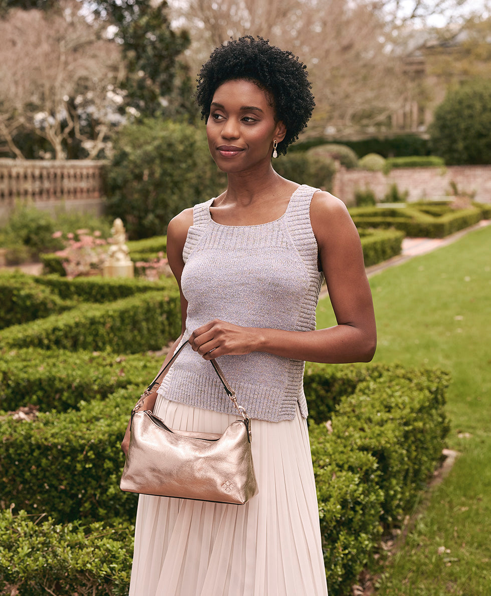 Female - Kolena Hobo Crossbody | Rugged Natural Grain | Champagne - champagne - by Patricia Nash - View 2 of 5