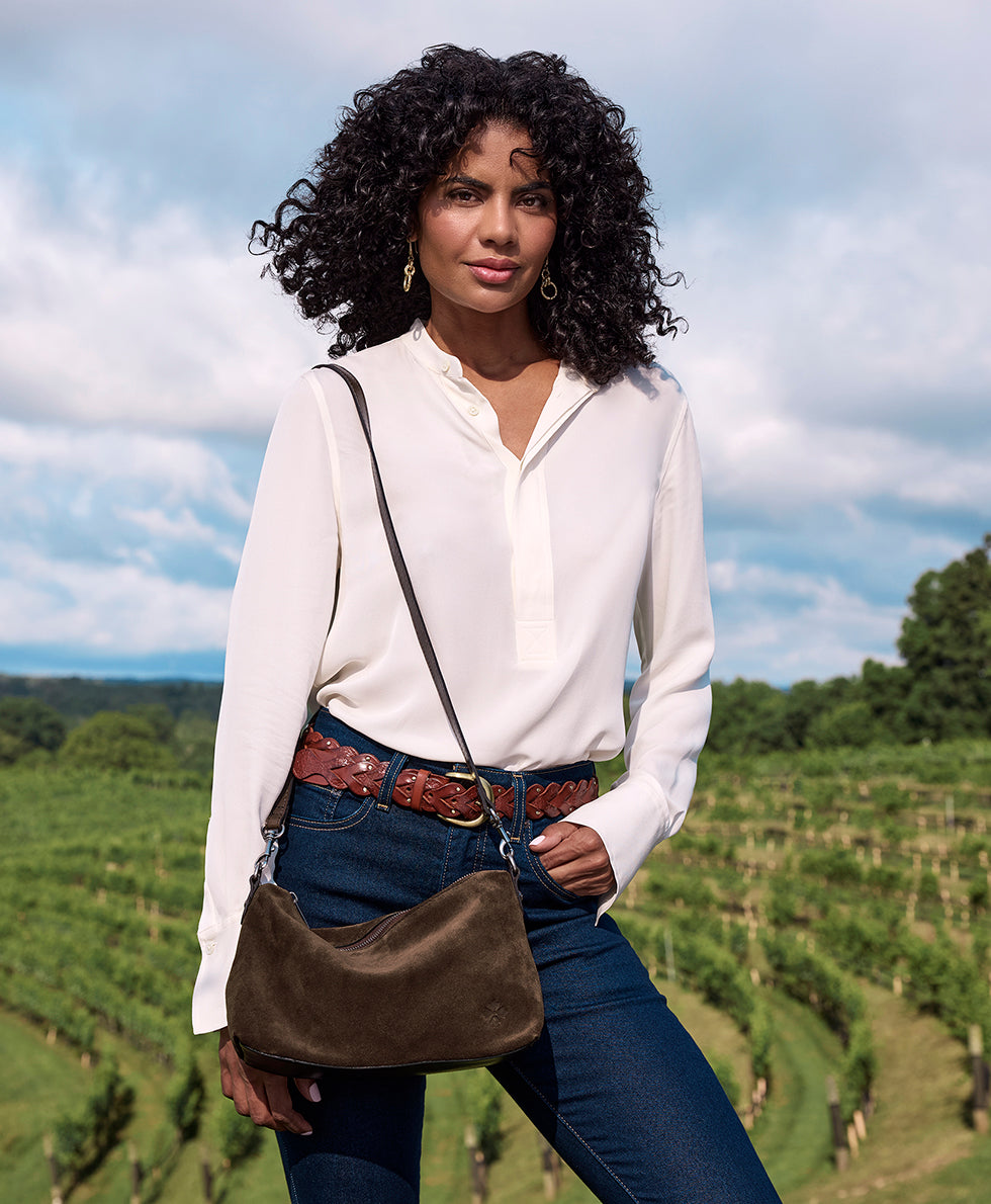 Female - Kolena Crossbody - Suede Leather - mushroom - by Patricia Nash - View 14 of 17