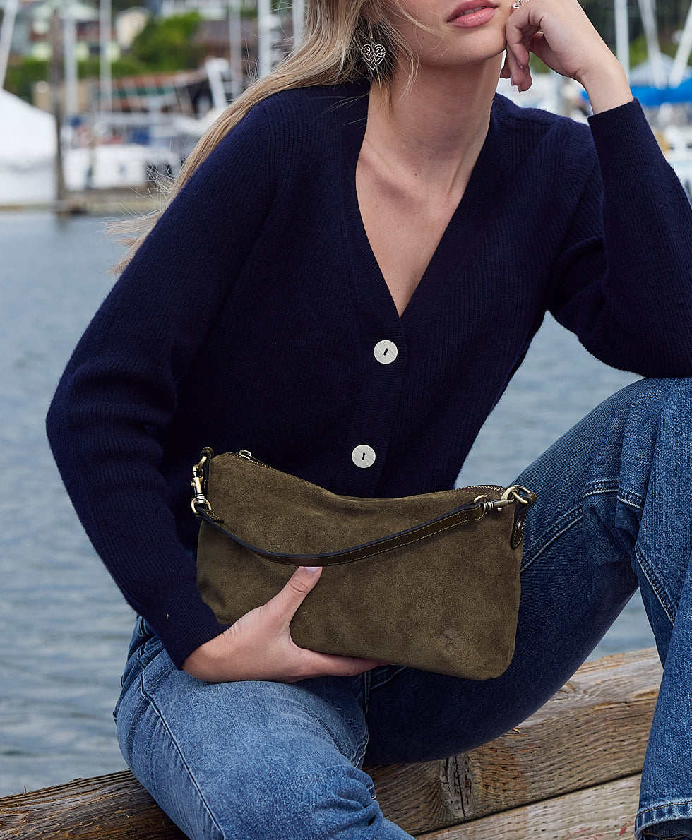 Female - Kolena Crossbody | Suede Leather | Olive - olive - by Patricia Nash - View 2 of 5