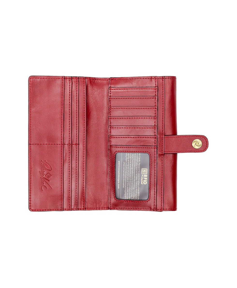 Female - Agira Wallet - Vintage Distressed Leather - berry red - by Patricia Nash - View 3 of 10