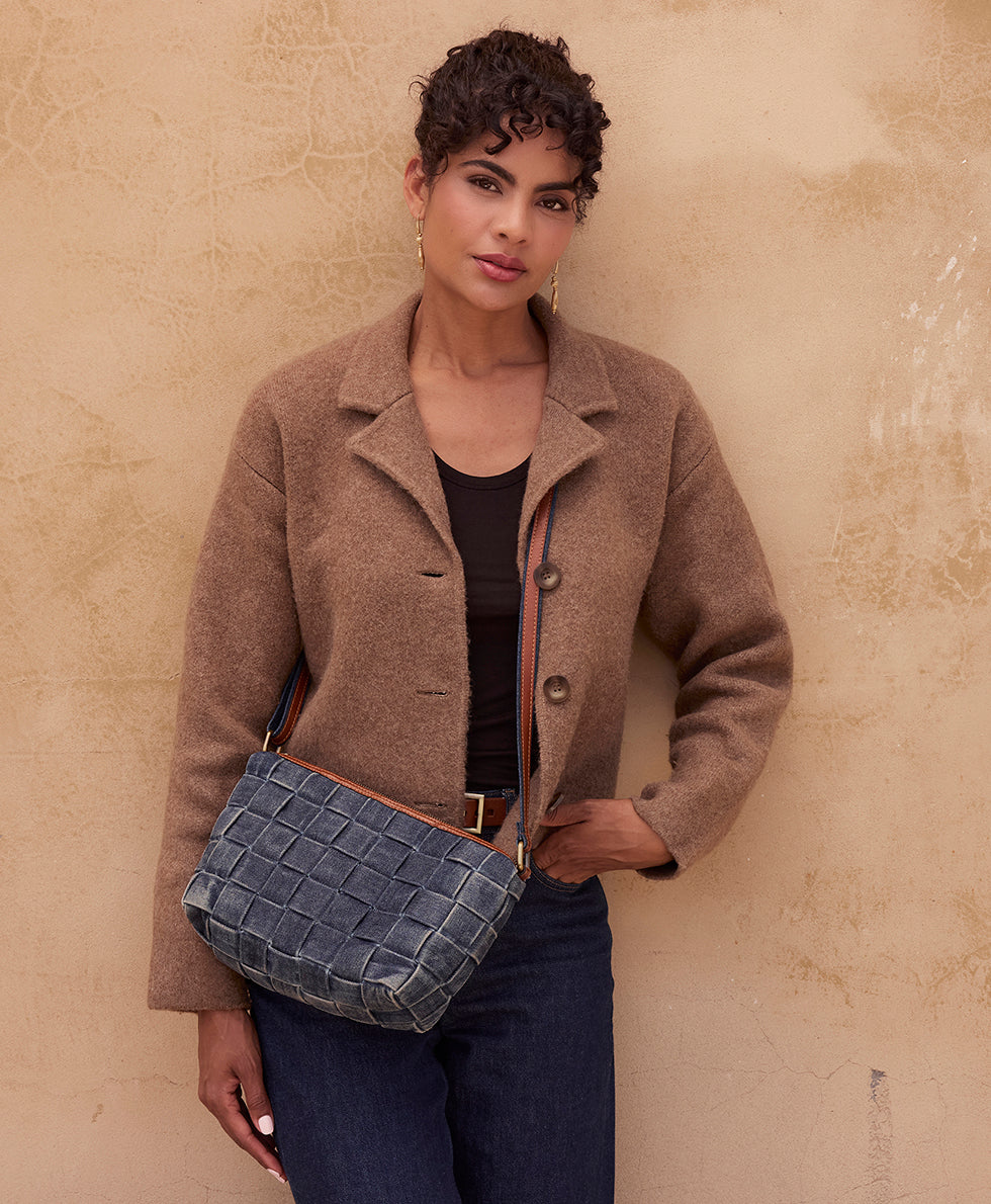 Female - Andali Woven Crossbody - Denim Stonewashed - dark denim - by Patricia Nash - View 4 of 5