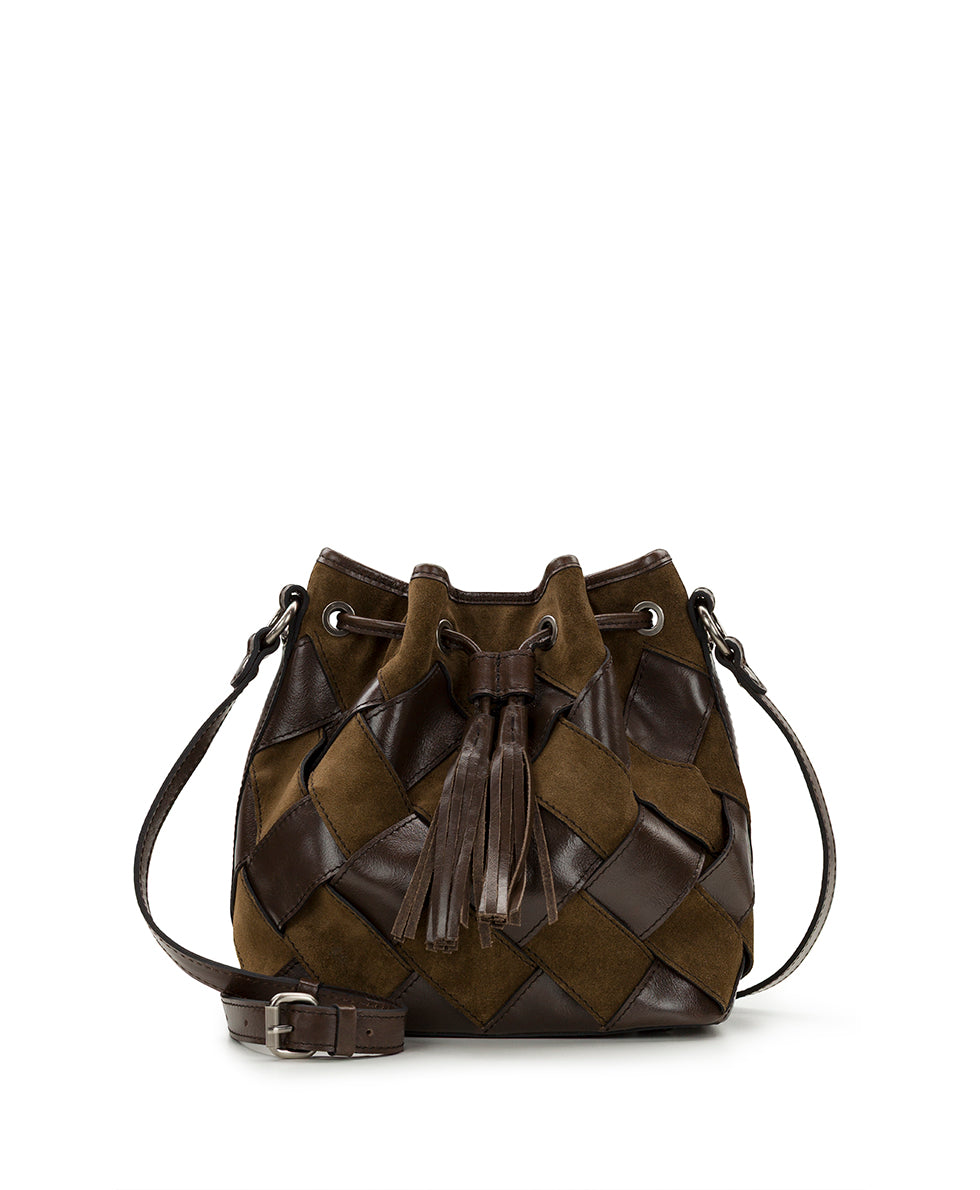 Female - Bellona Drawstring - Suede Leather Weave - mushroom - by Patricia Nash - View 1 of 4