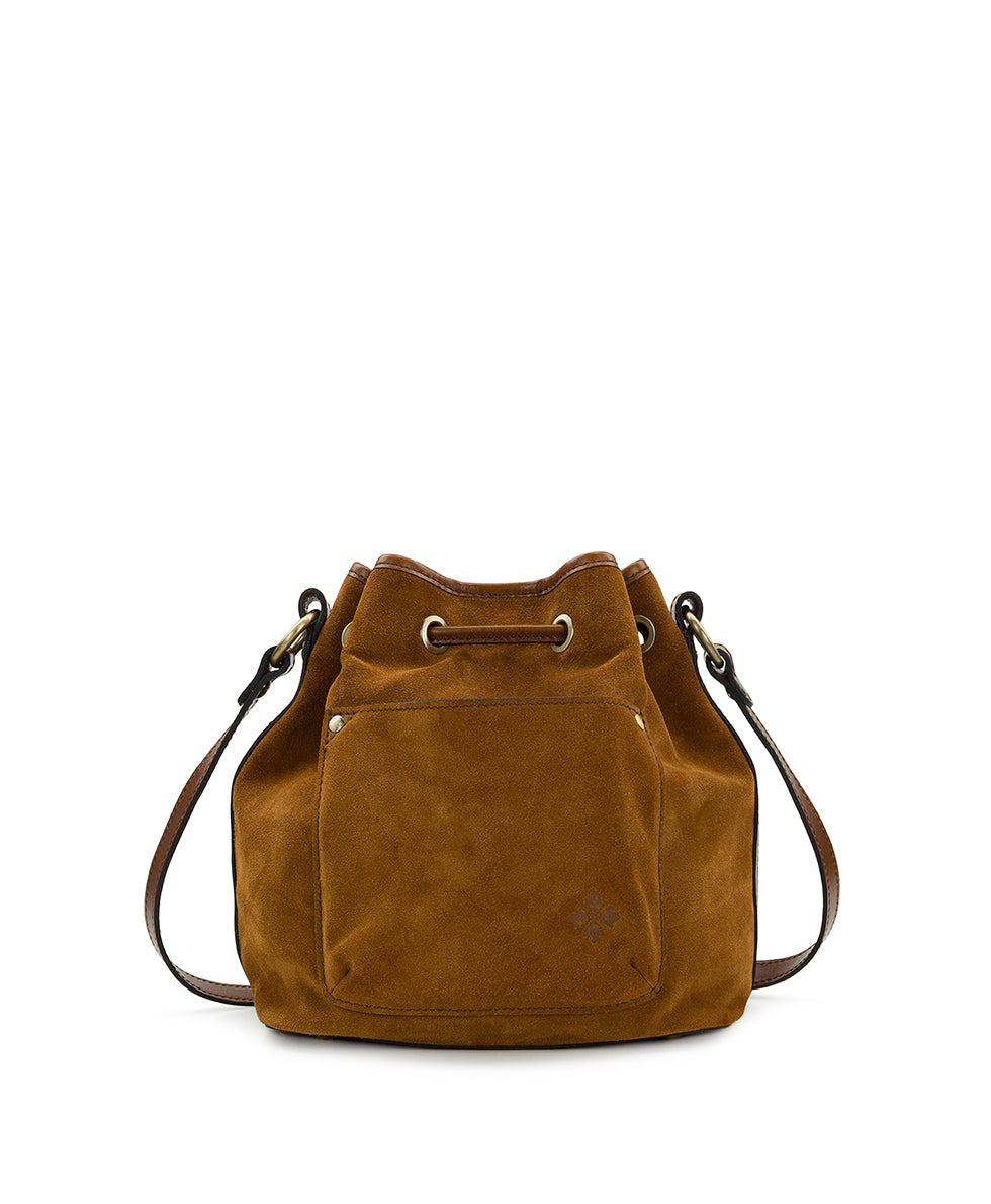 Female - Bellona Drawstring Bucket - Suede Leather - cognac - by Patricia Nash - View 2 of 4