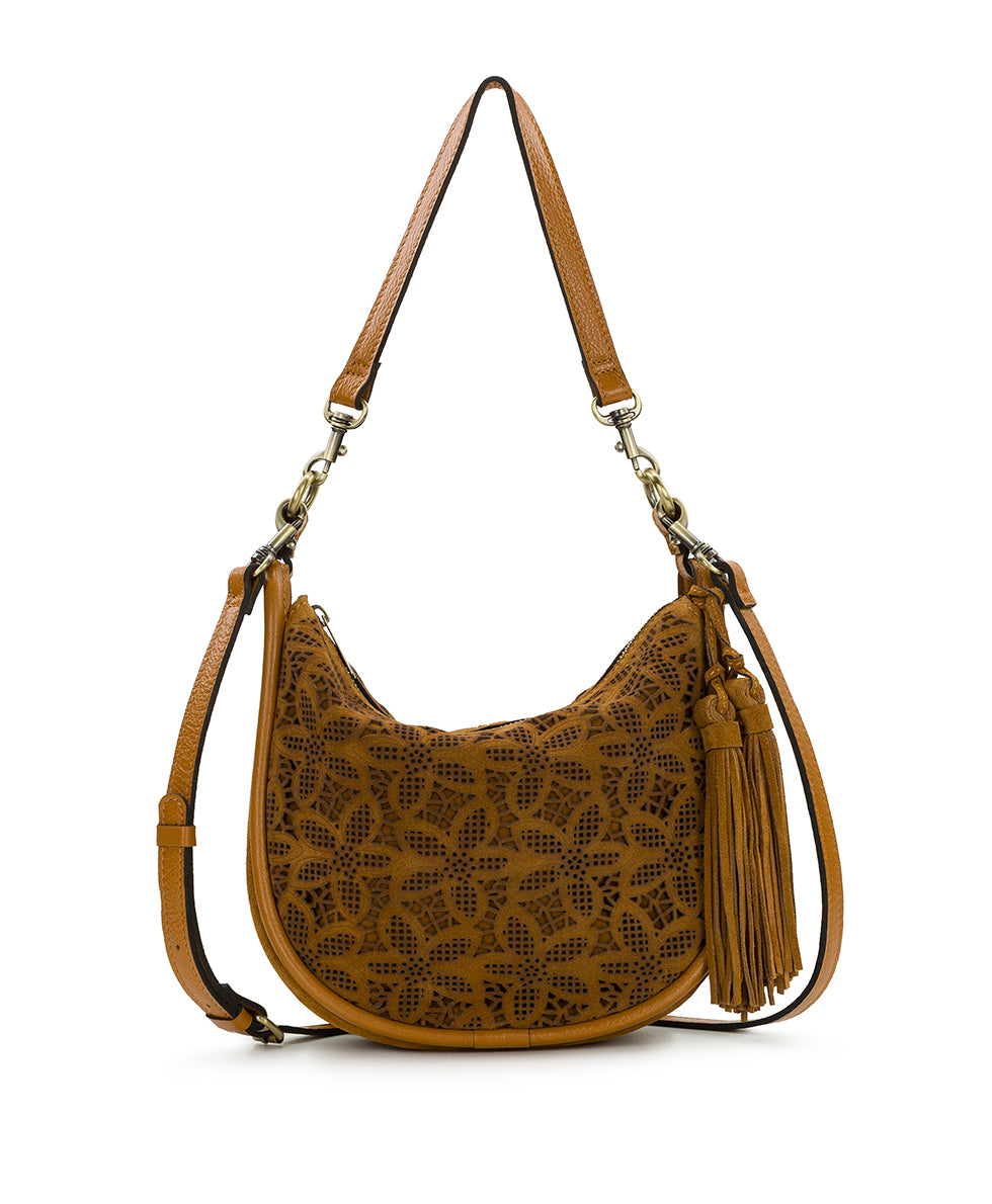 Female - Calanna Hobo | Floral Perforated Suede | Light Tan - light tan - by Patricia Nash - View 1 of 4