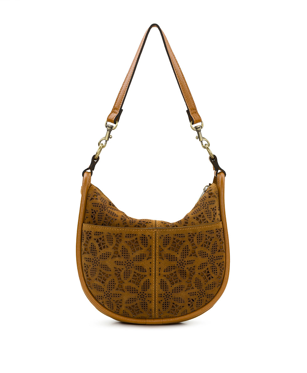 Female - Calanna Hobo | Floral Perforated Suede | Light Tan - light tan - by Patricia Nash - View 2 of 4