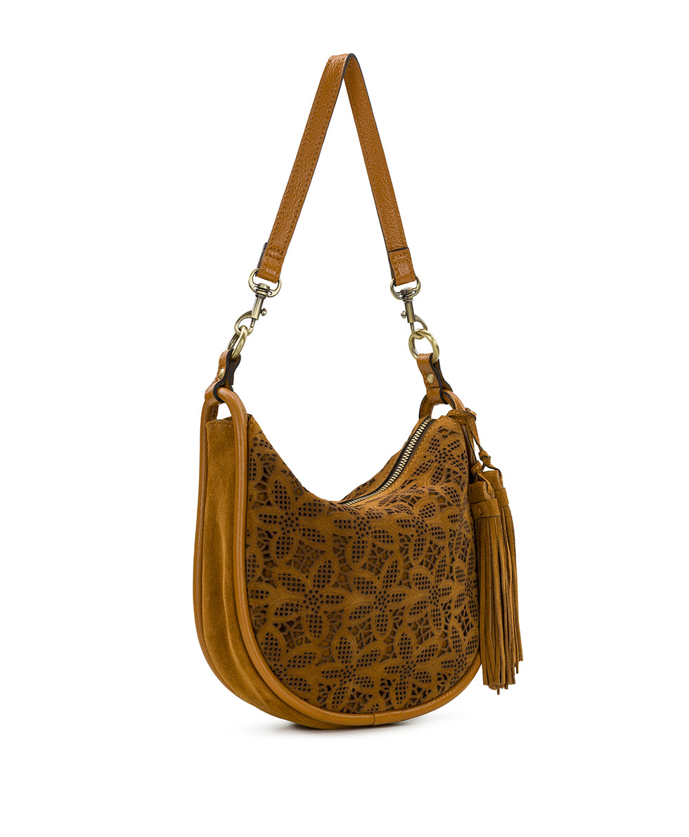 Female - Calanna Hobo | Floral Perforated Suede | Light Tan - light tan - by Patricia Nash - View 3 of 4