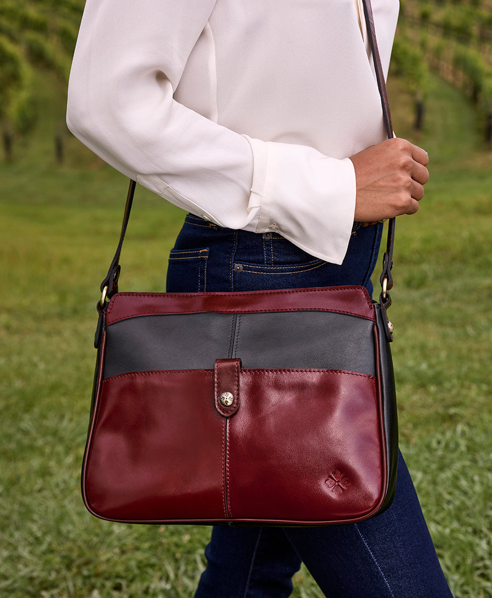 Female - Carini Crossbody - Colorblock - oxblood/british tan/black - by Patricia Nash - View 6 of 6