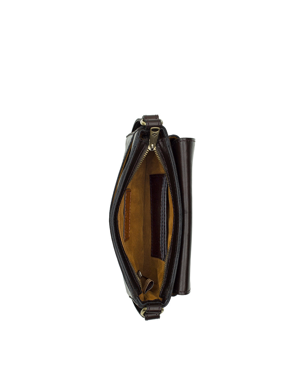 Female - Dovera Crossbody| Vintage Distressed | Chocolate - black - by Patricia Nash - View 4 of 4