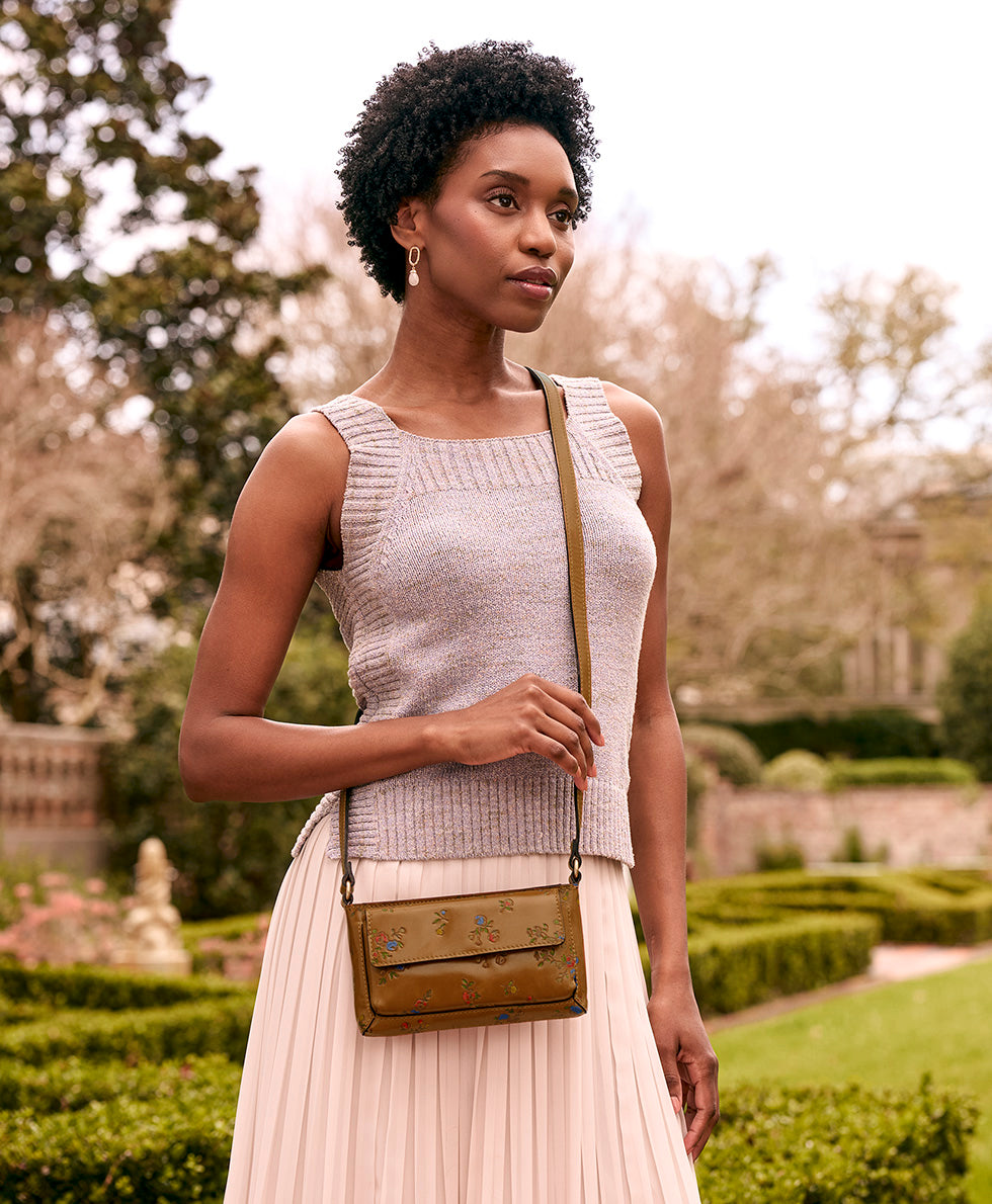 Dovera Crossbody - Fleur de Jardin Embossed – Patricia Nash