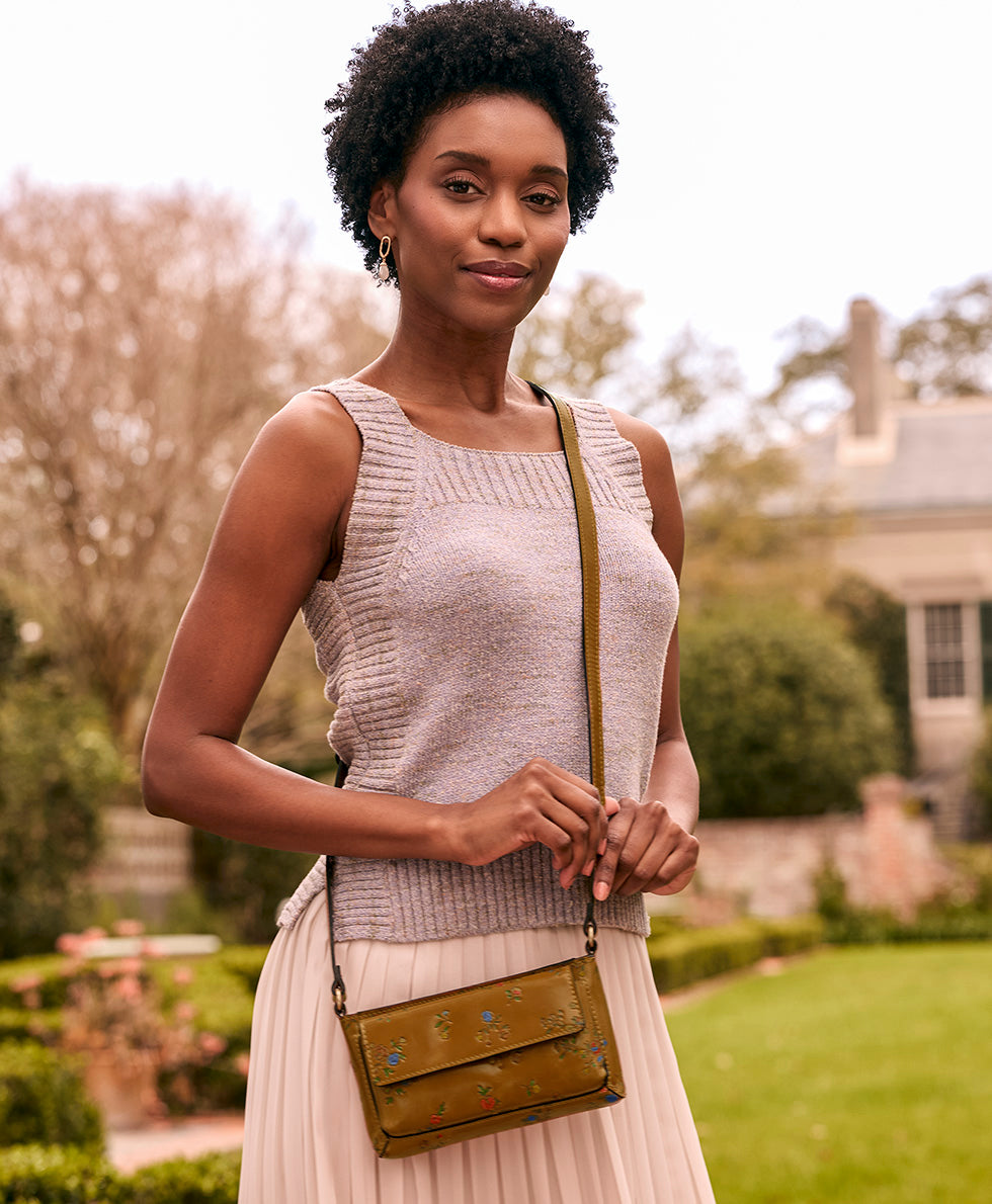 Dovera Crossbody - Fleur de Jardin Embossed – Patricia Nash