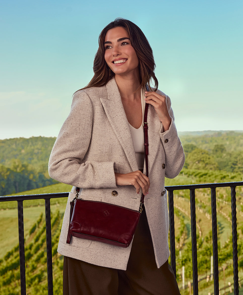Female - Maletto Wristlet Crossbody - Vintage Distressed Leather - mushroom - by Patricia Nash - View 21 of 22