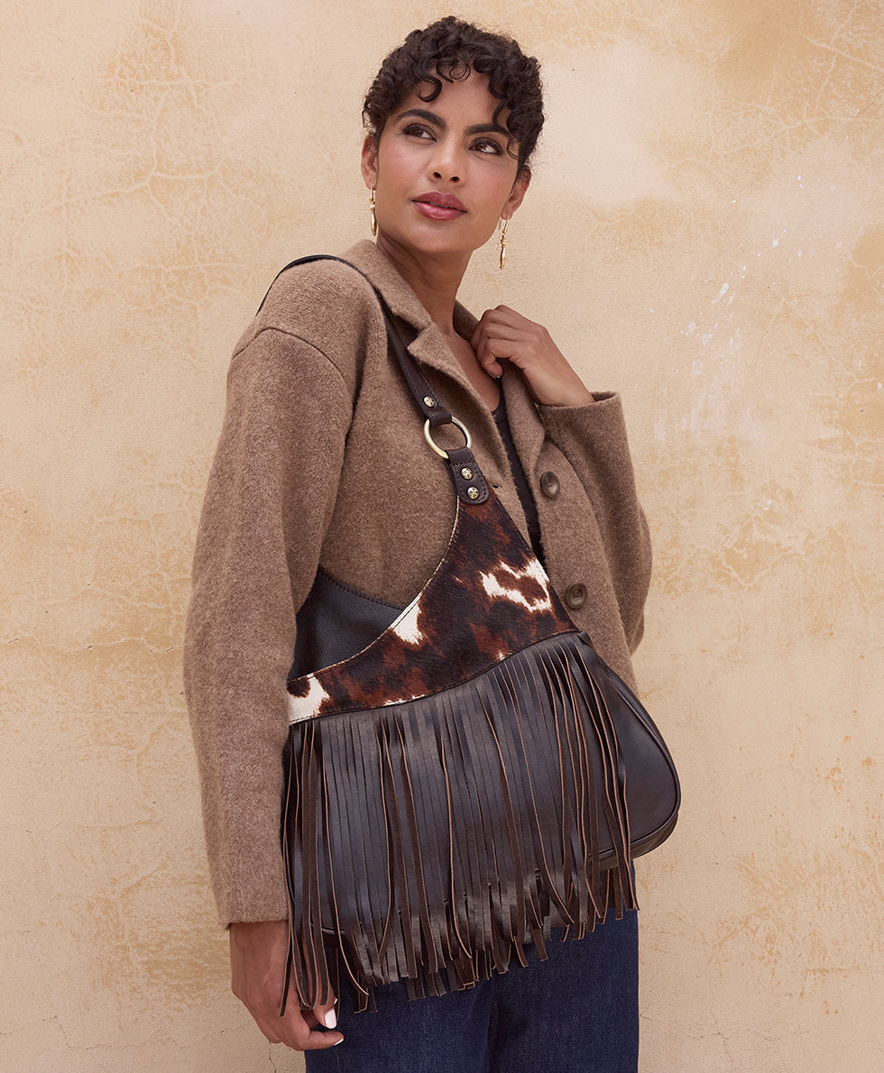 Female - Pienza Shoulder Bag - Cavallino - chocolate - by Patricia Nash - View 4 of 5