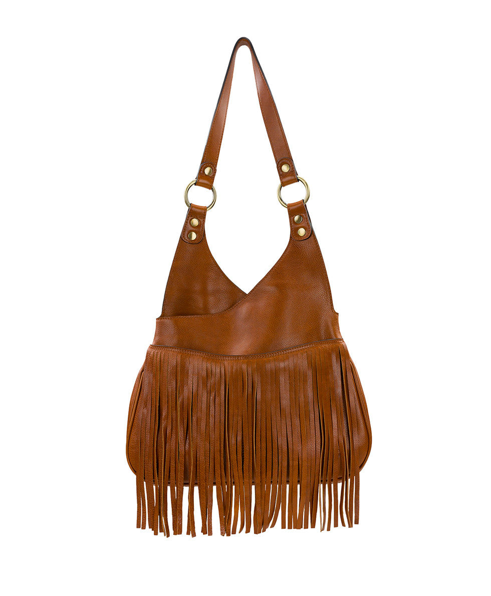 Female - Pienza Shoulder Bag - Rugged Natural Grain Leather - cognac - by Patricia Nash - View 2 of 6