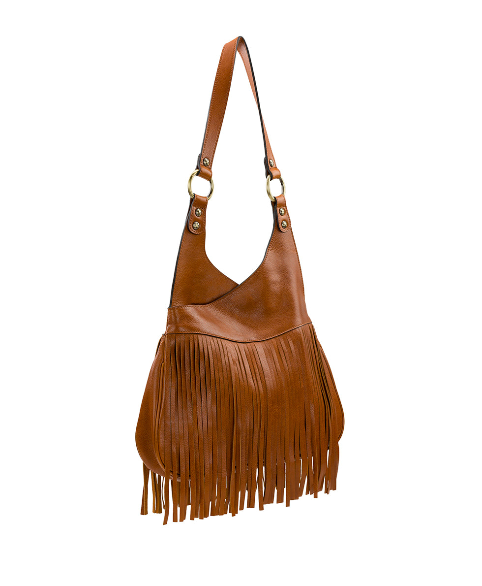 Female - Pienza Shoulder Bag - Rugged Natural Grain Leather - cognac - by Patricia Nash - View 3 of 6