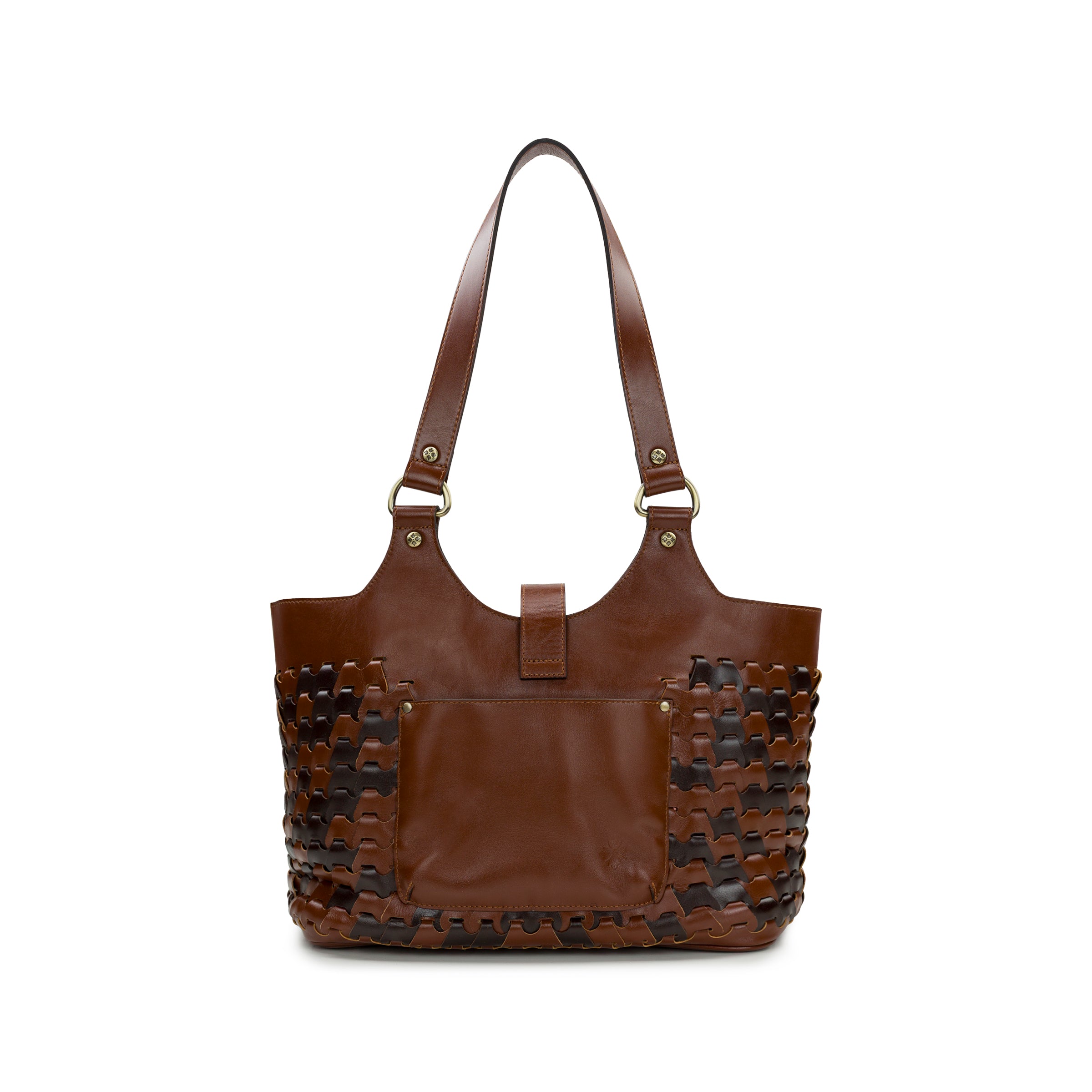 Pitassi Shoulder Bag - Leather Link - cognac / chocolate - by Patricia Nash - View 2 of 4