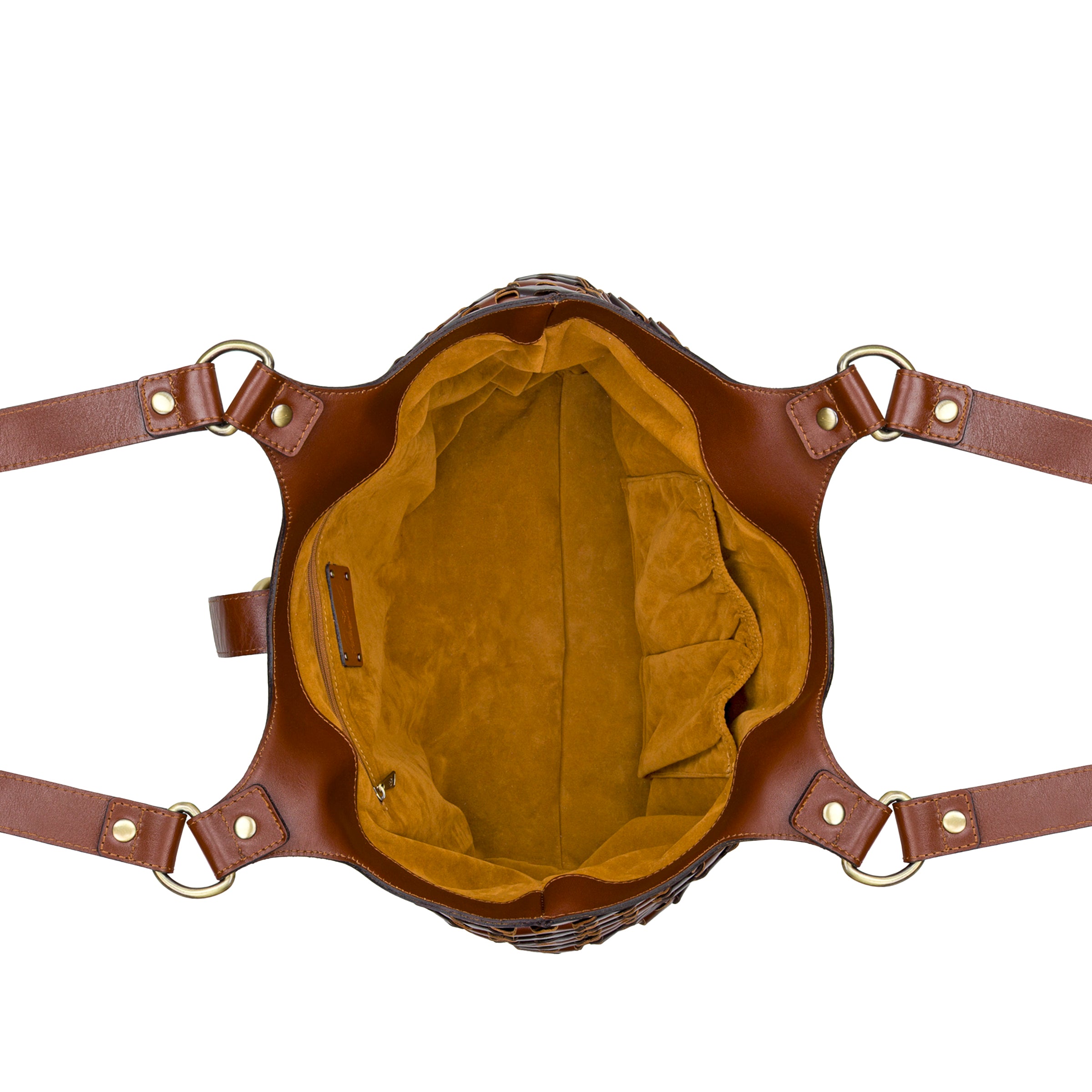 Pitassi Shoulder Bag - Leather Link - cognac / chocolate - by Patricia Nash - View 4 of 4