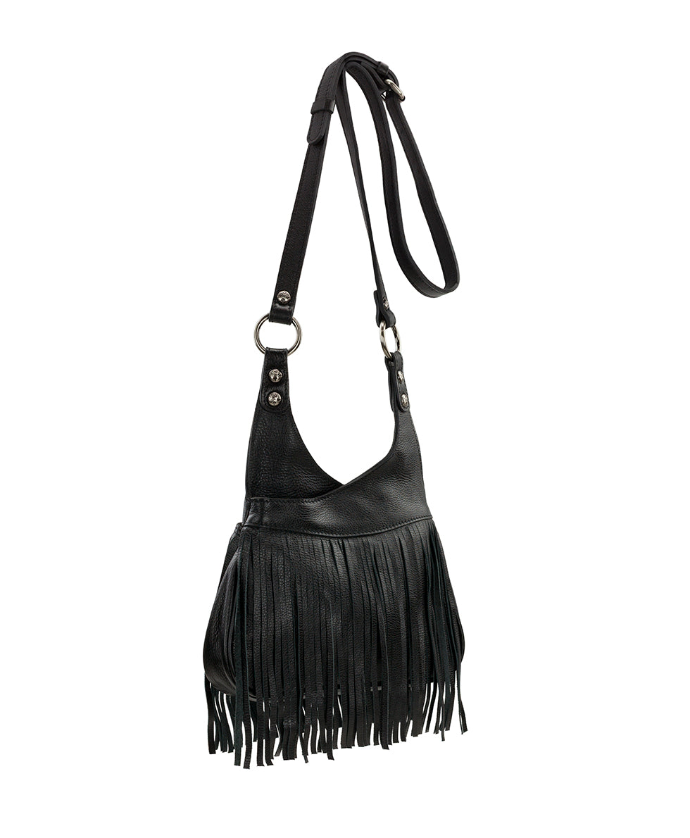Female - Premia Shoulder Bag - Rugged Natural Grain Leather - black - by Patricia Nash - View 3 of 4