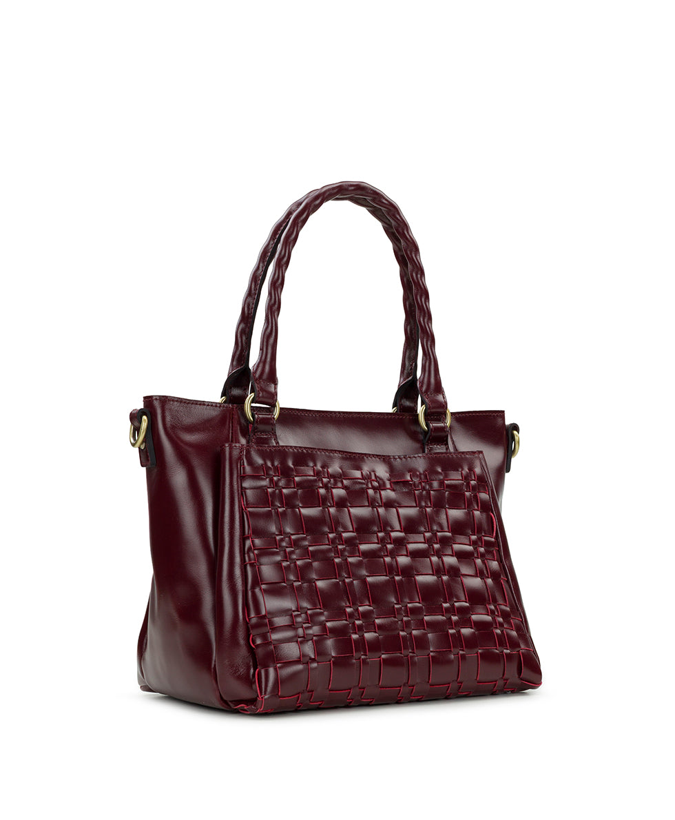 Rimella Woven Satchel - Specialty Woven - oxblood - by Patricia Nash - View 3 of 10