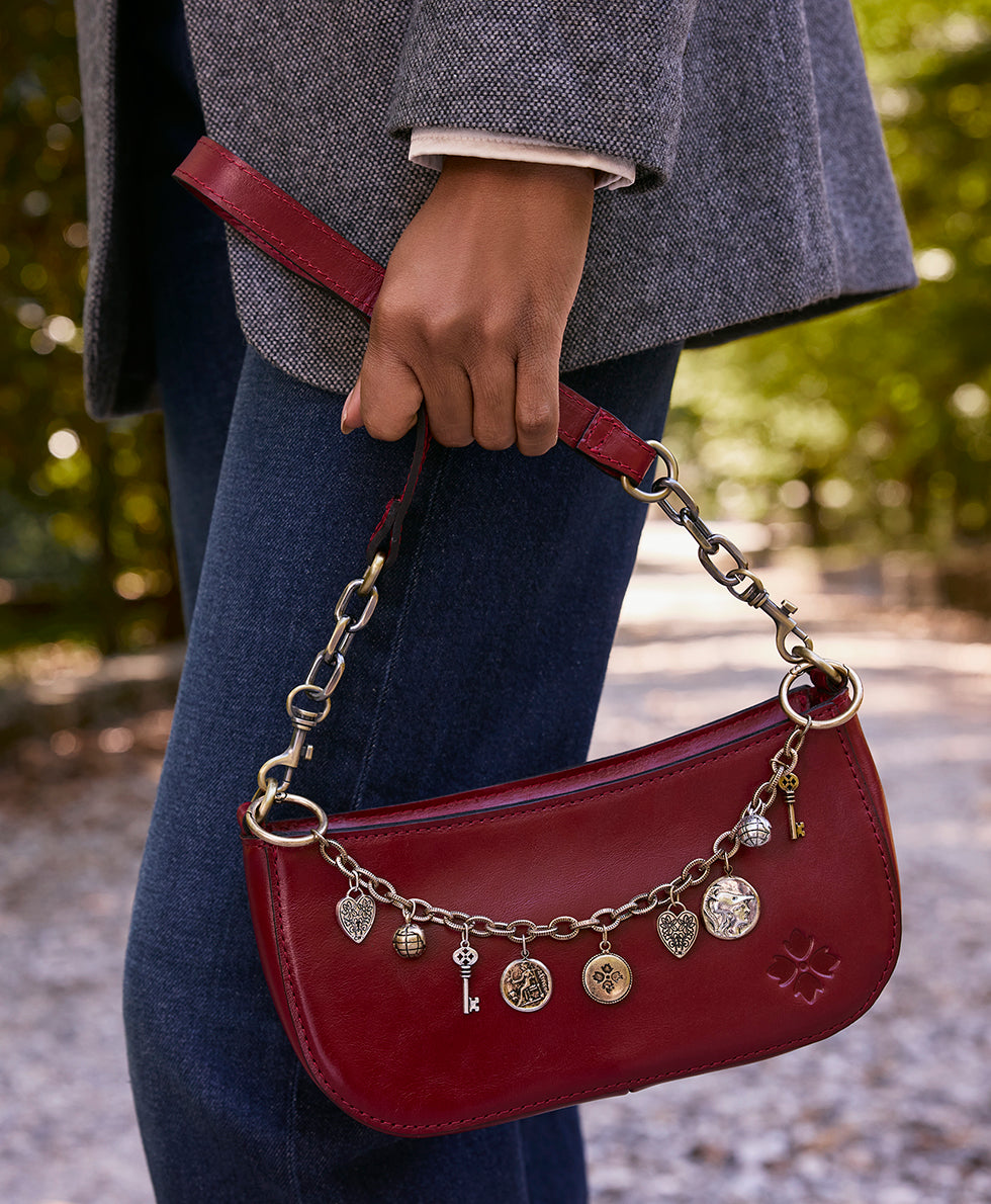 Female - Sassi Baguette - Vintage Distressed Leather - ruby red - by Patricia Nash - View 4 of 6