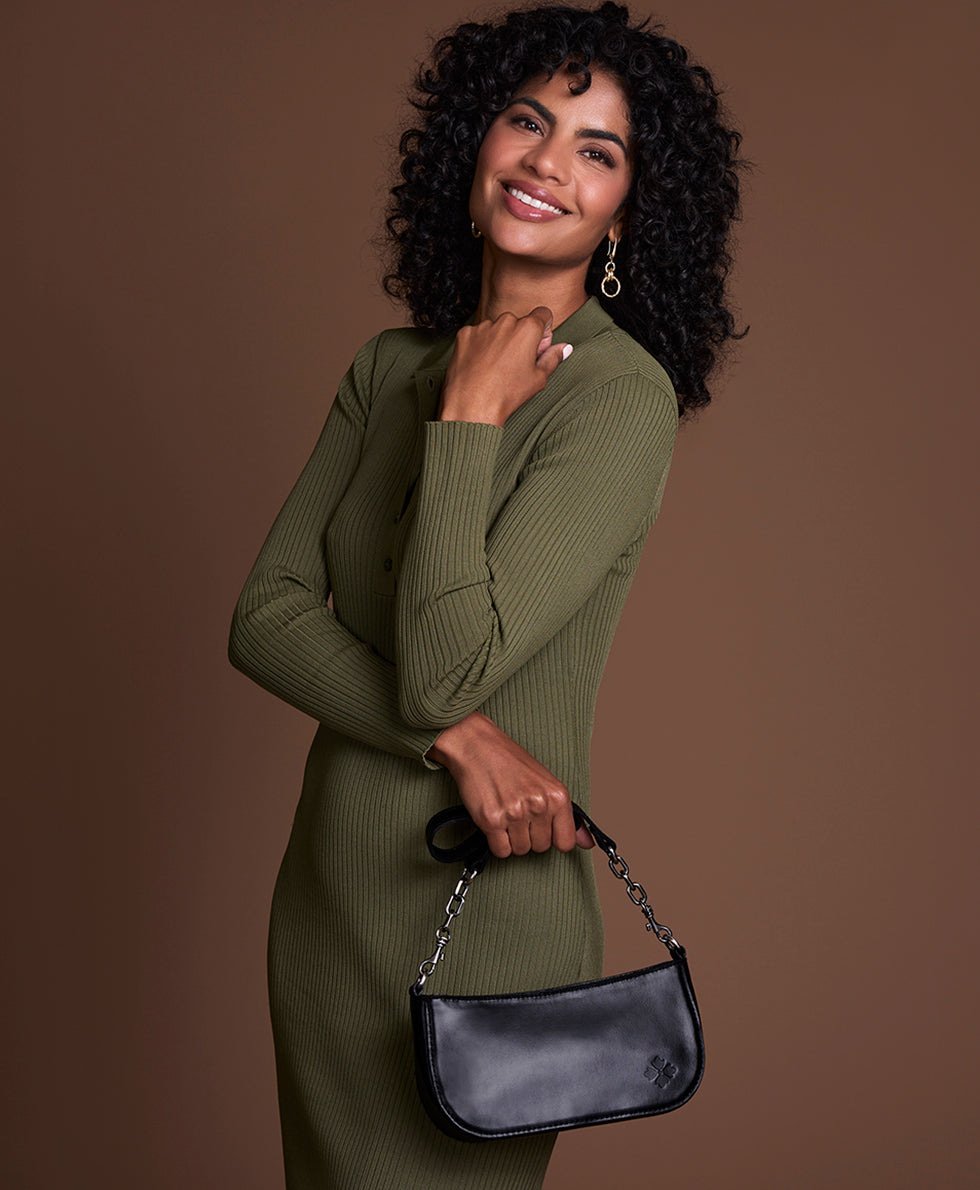 Female - Sassi Baguette Crossbody - Vintage Distressed Leather - black - by Patricia Nash - View 7 of 18
