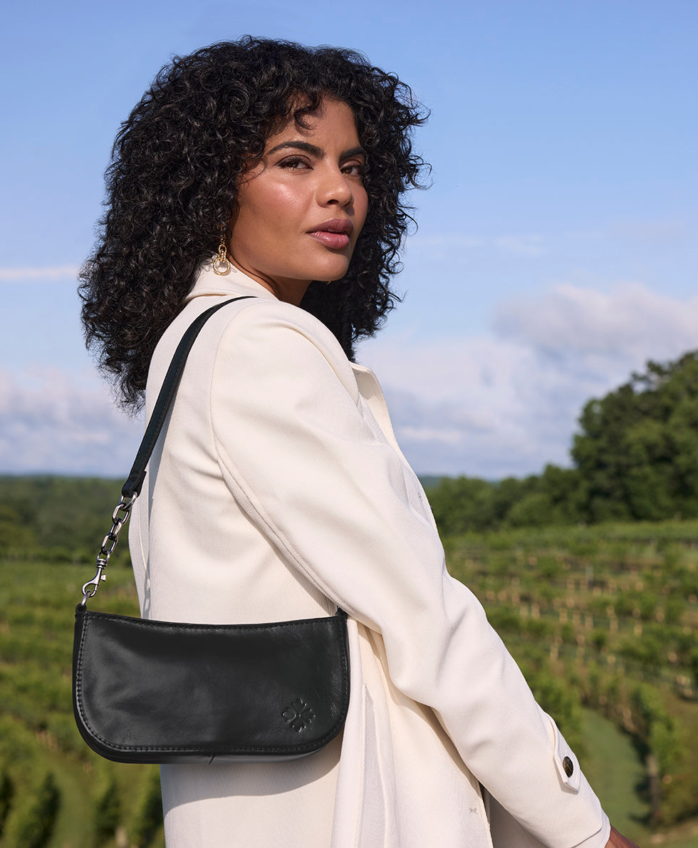 Female - Sassi Baguette Crossbody - Vintage Distressed Leather - black - by Patricia Nash - View 4 of 18