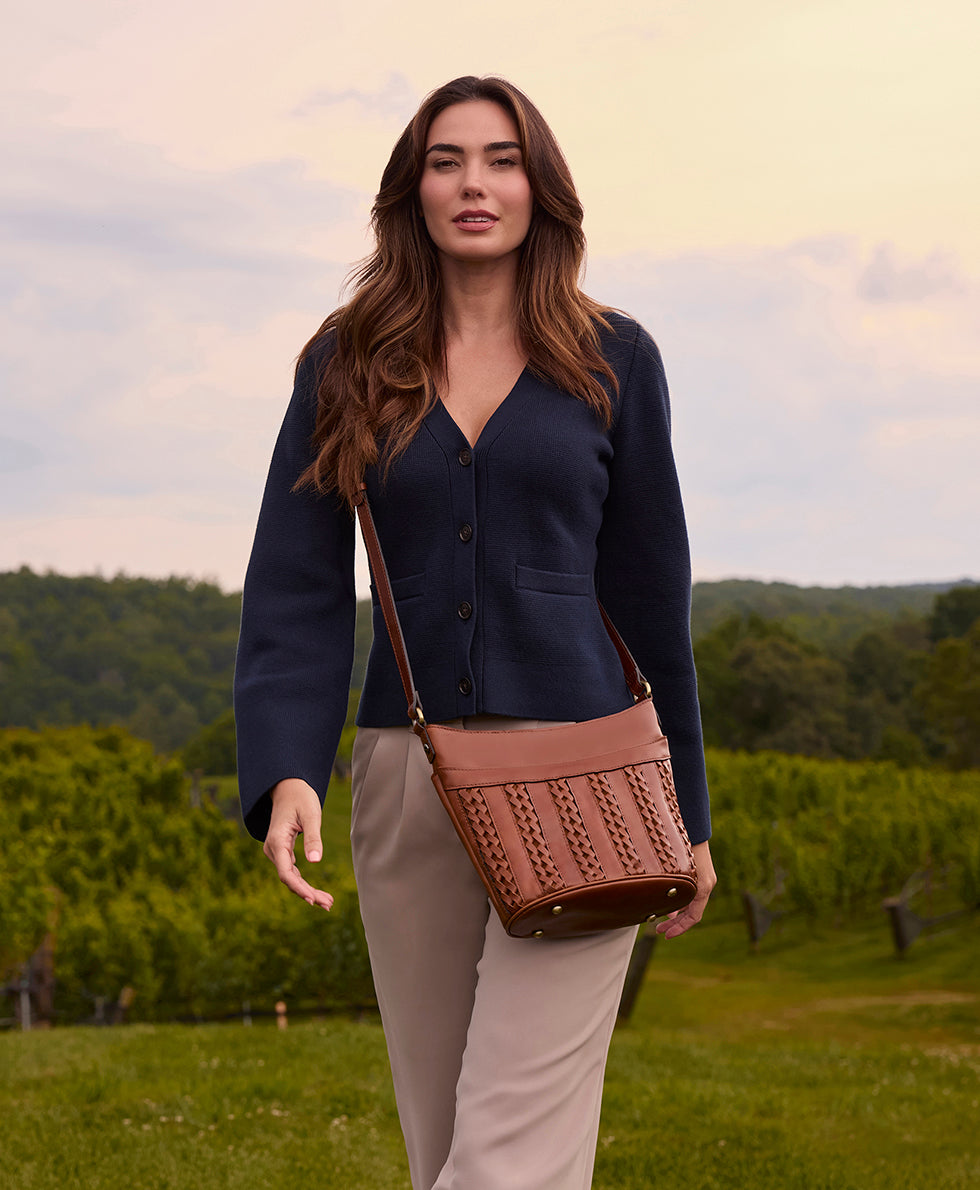 Female - Savoca Crossbody - Braided Pocket - cognac - by Patricia Nash - View 4 of 5