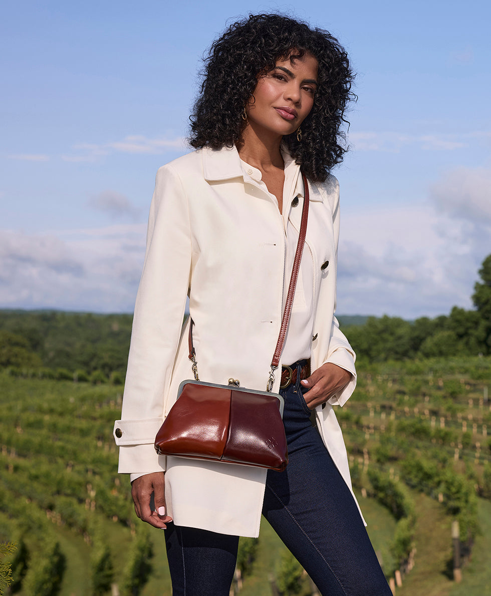 Female - Vione Frame Bag - Colorblock - black/british tan - by Patricia Nash - View 6 of 6
