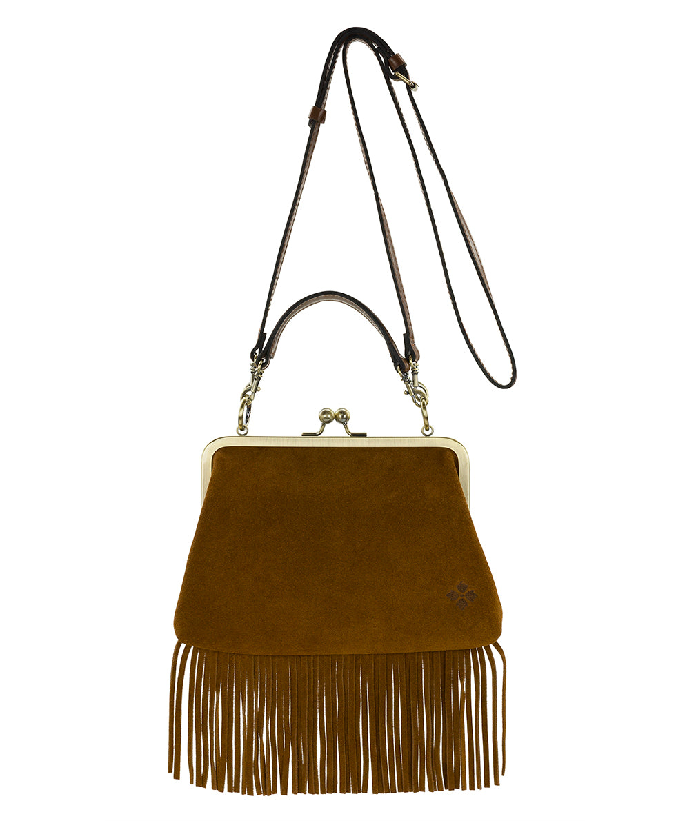 Female - Vione Frame With Fringe | Suede Fringe | Cognac - fleur de jardin - by Patricia Nash - View 1 of 4