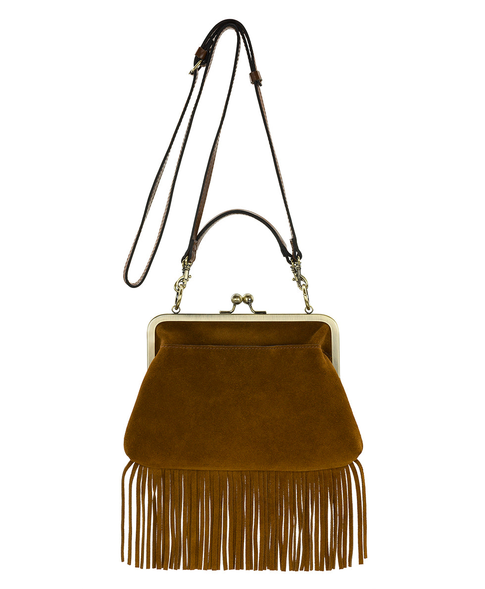 Female - Vione Frame With Fringe | Suede Fringe | Cognac - fleur de jardin - by Patricia Nash - View 2 of 4