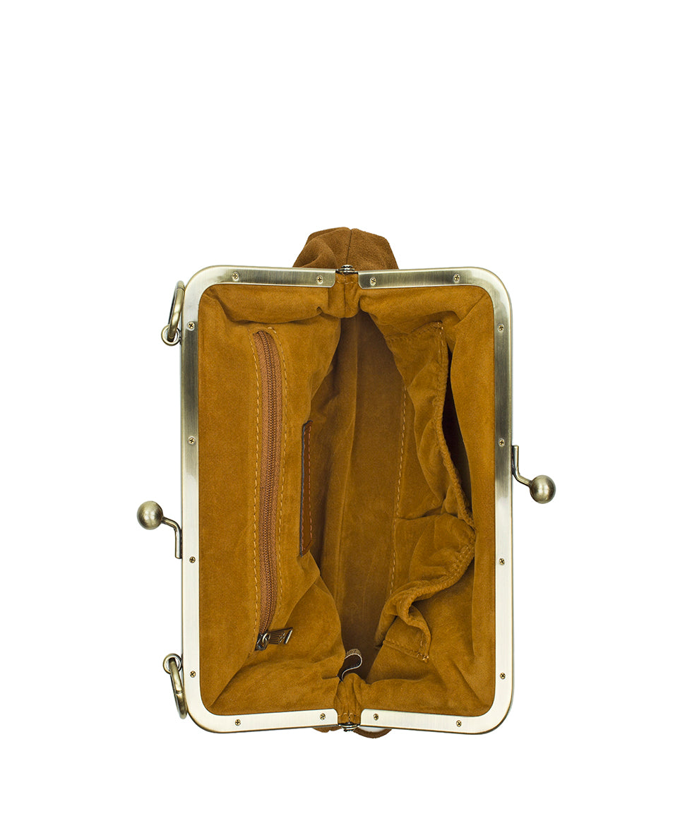 Female - Vione Frame With Fringe | Suede Fringe | Cognac - fleur de jardin - by Patricia Nash - View 4 of 4