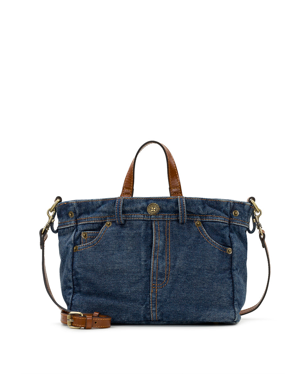 Female - Varedo Satchel - Denim Stonewashed - dark denim - by Patricia Nash - View 1 of 4