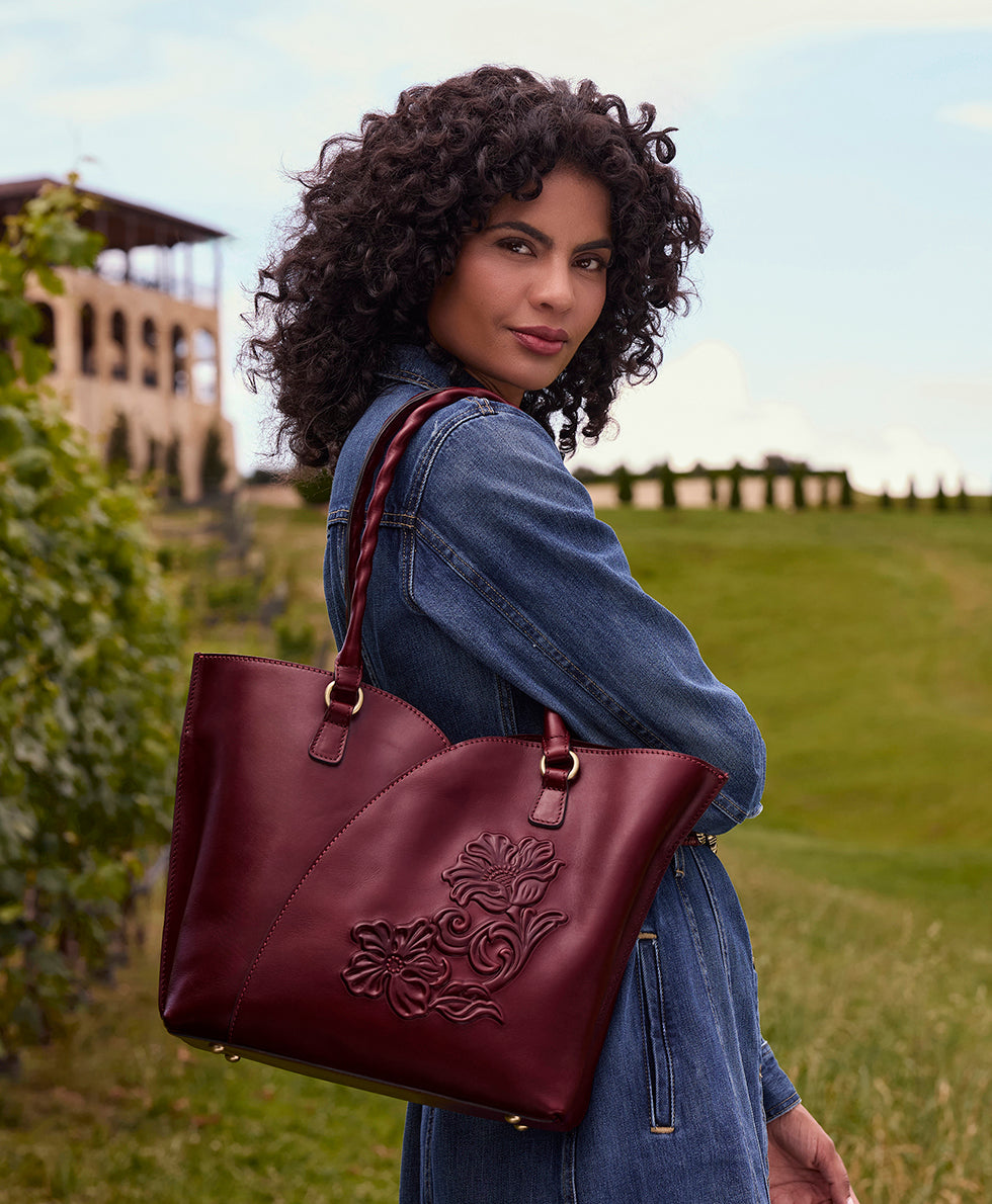 Female - Marion Tote - Classic Tooled - oxblood - by Patricia Nash - View 6 of 6