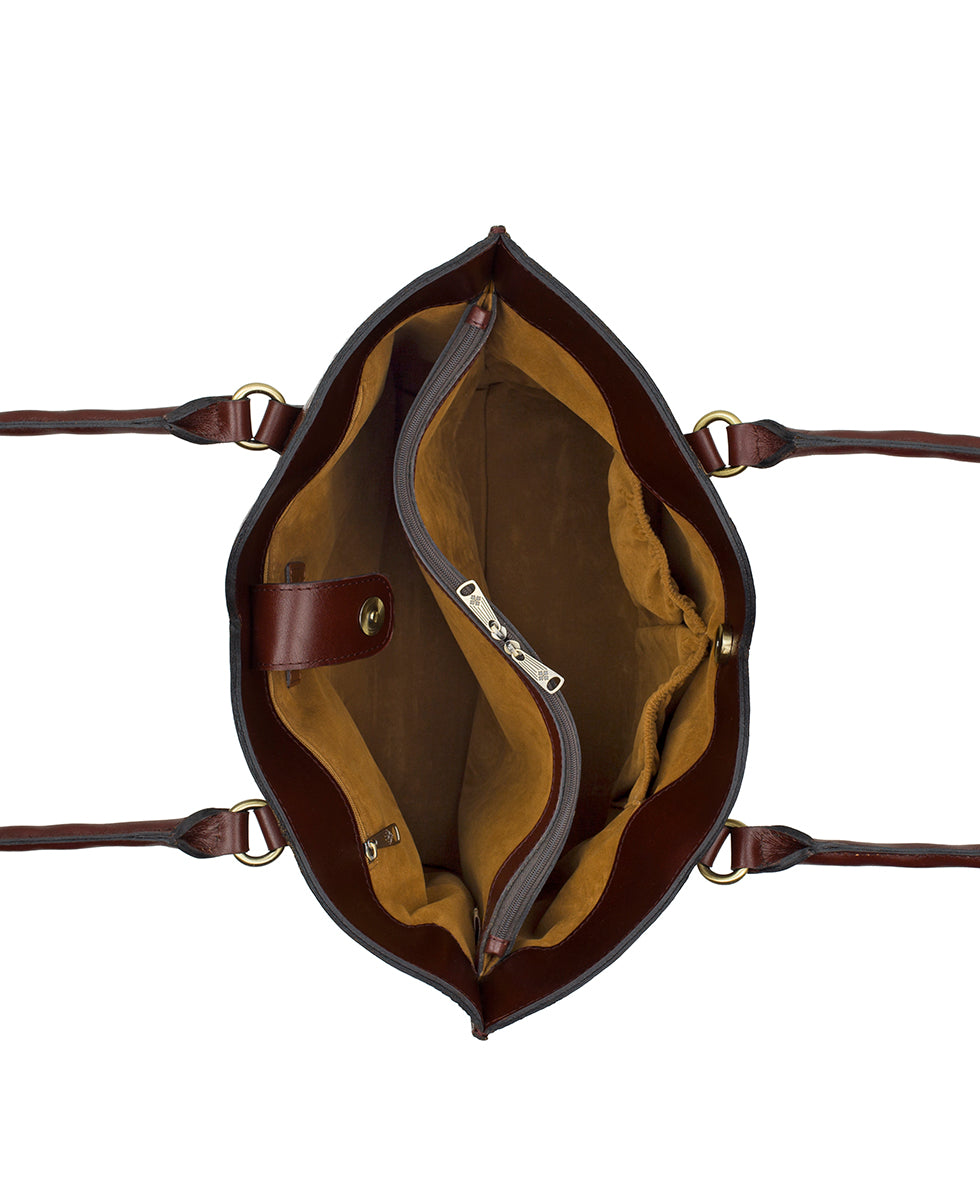 Female - Marion Tote | Brazilian Supple Tooled | Cognac - cognac - by Patricia Nash - View 6 of 6