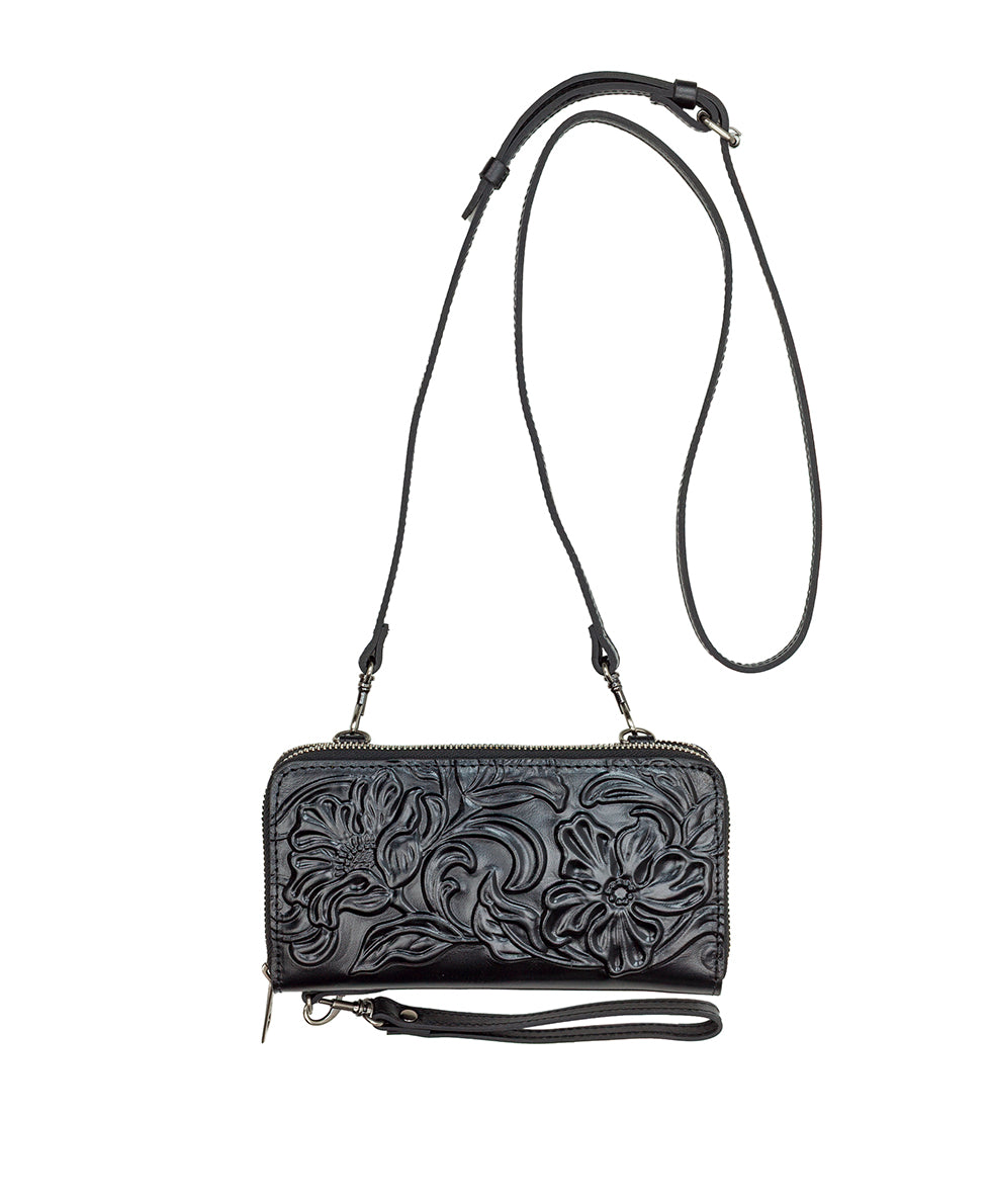 Female - Valdina Wristlet Crossbody - Classic Tooled - oxblood - by Patricia Nash - View 2 of 8