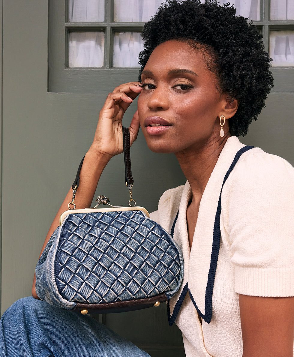 Tabby Frame - Washed Woven Denim – Patricia Nash