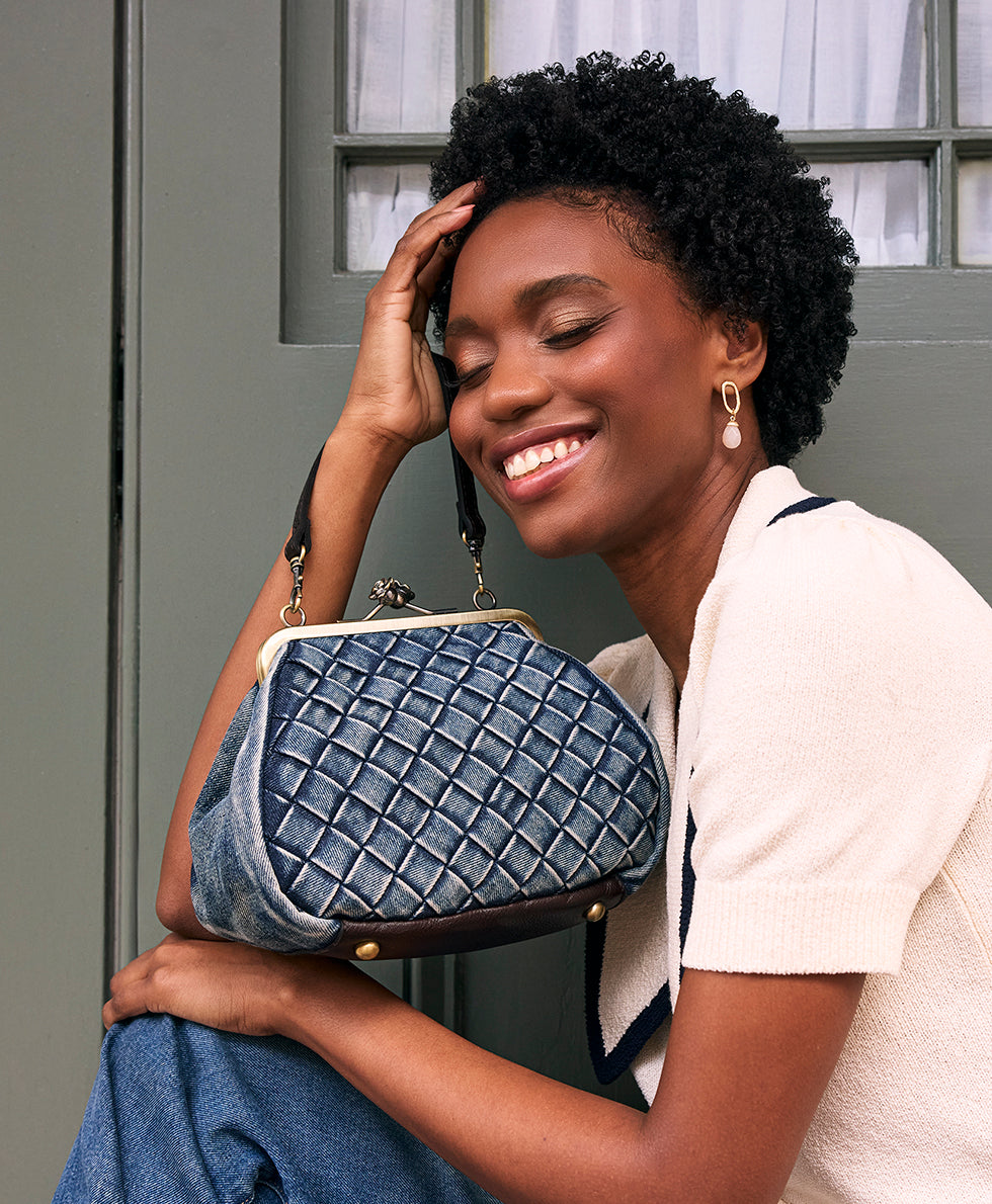 Tabby Frame - Washed Woven Denim – Patricia Nash