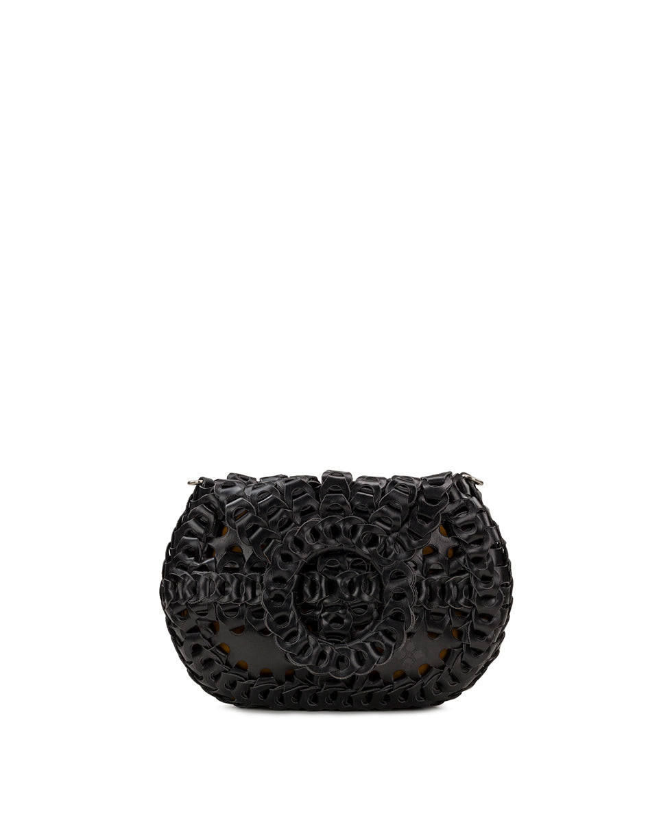 Ticci Flapover Crossbody Bag - Chainlink Leather - Black