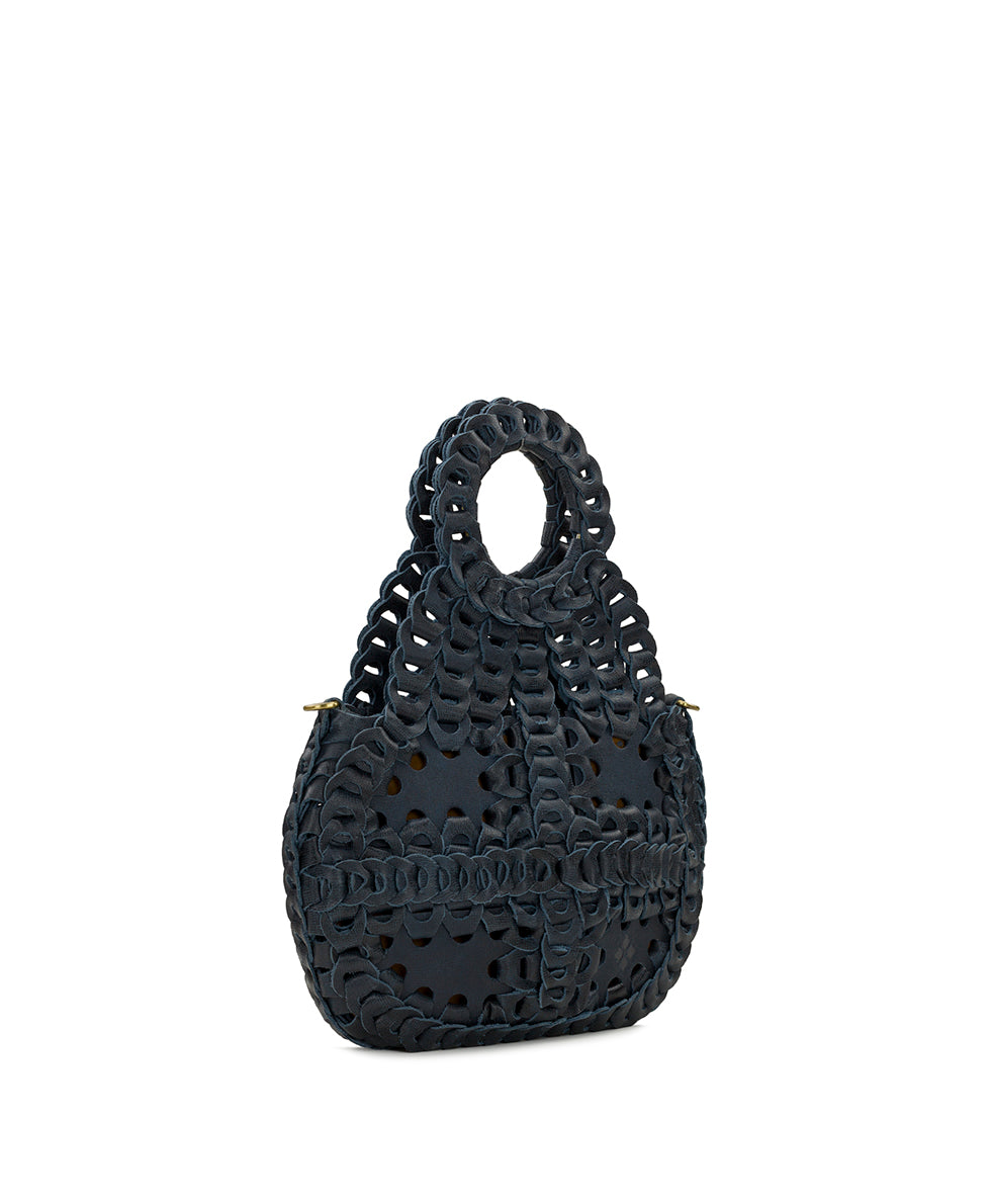 Ticci Flapover Crossbody Bag - Chainlink Leather - dark denim - by Patricia Nash - View 5 of 6