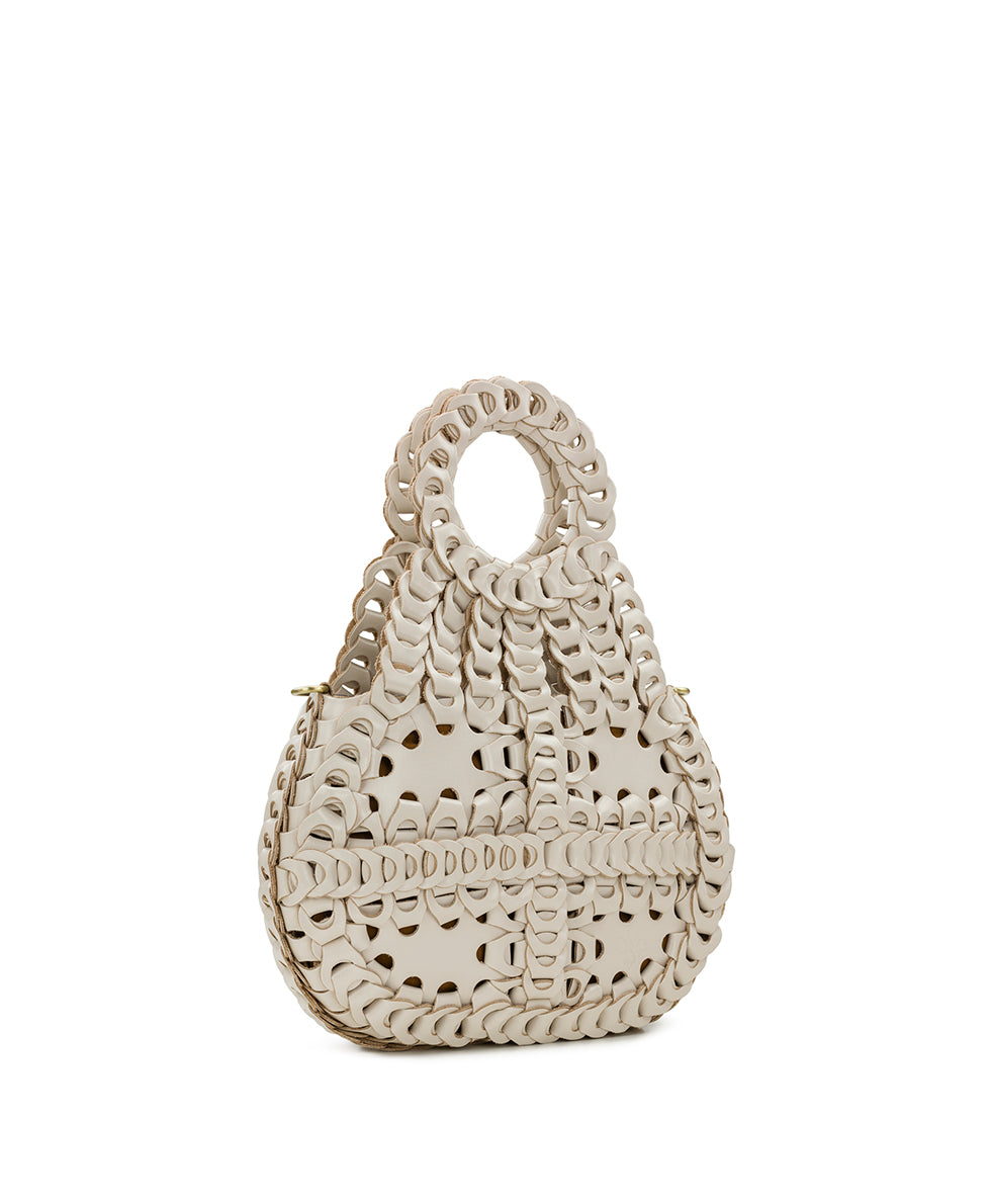 Ticci Flapover Crossbody Bag - Chainlink Leather - Latte – Patricia Nash