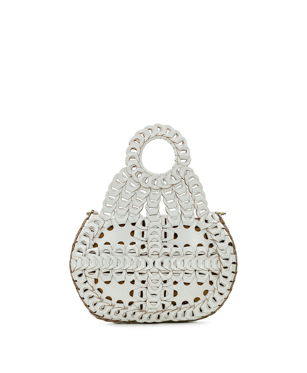 Ticci Flapover Crossbody Bag - Chainlink Leather - White – Patricia Nash