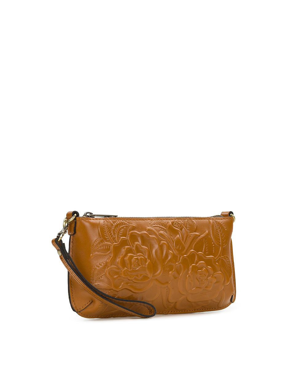 Female - Laurina Wristlet Crossbody - Vintage Veg Tan Rose Tooled - light tan - by Patricia Nash - View 3 of 4