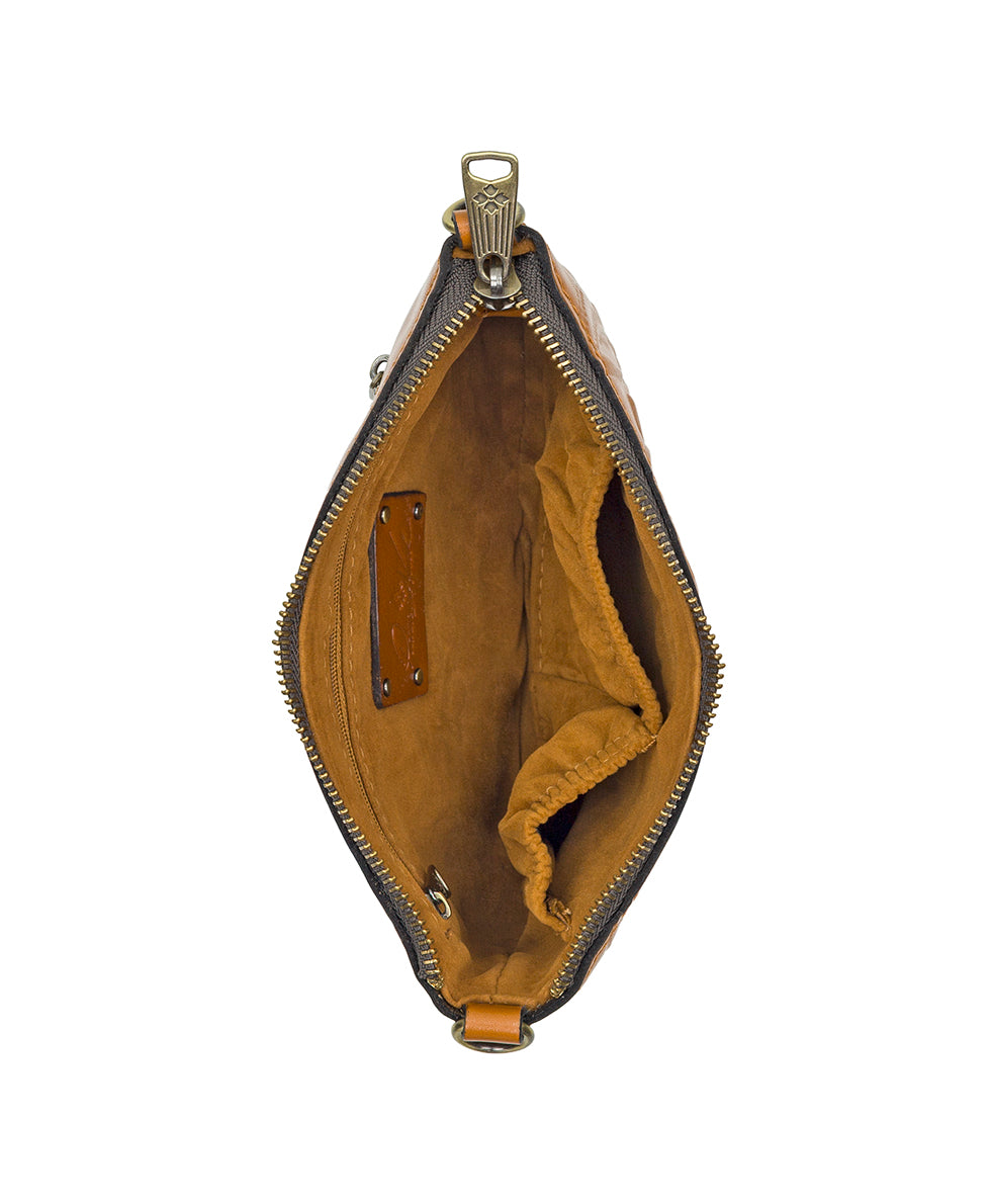 Laurina Wristlet Crossbody - Vintage Veg Tan Rose Tooled