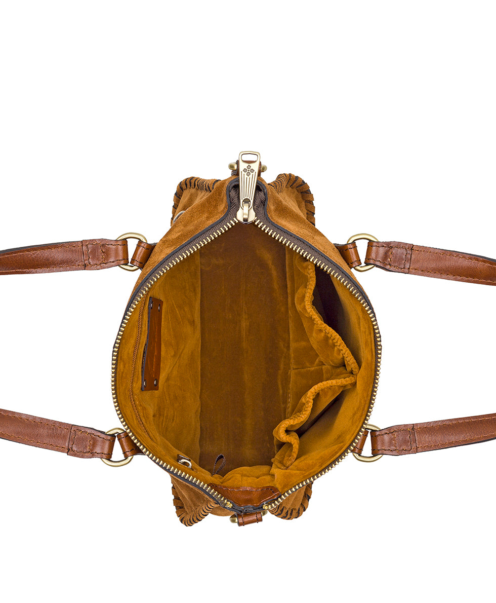 Female - Brenna Satchel Crossbody - Suede - cognac - by Patricia Nash - View 4 of 4